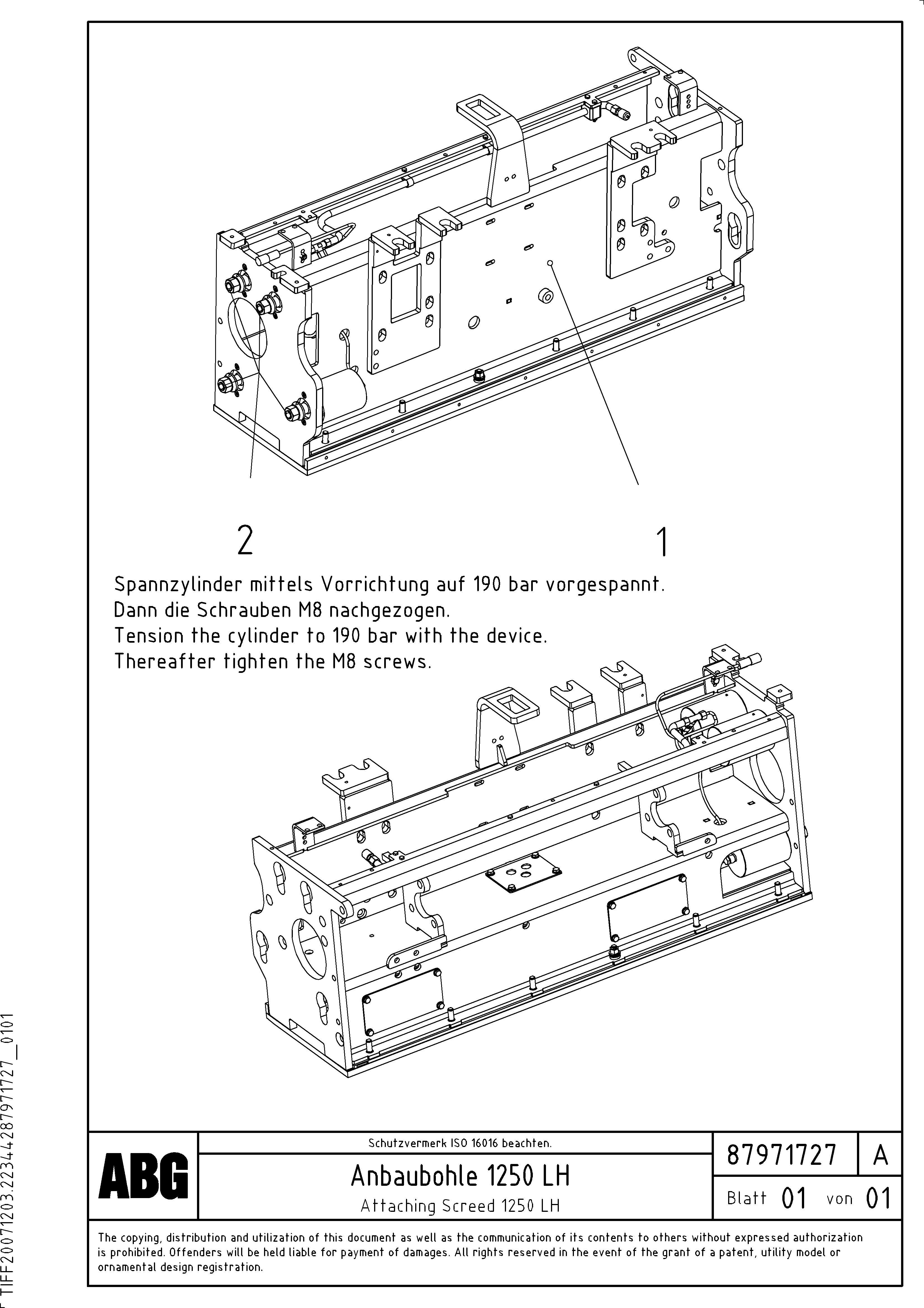 Схема запчастей Volvo ABG8820 - 63573 Attaching screed for extension VB 79 ETC ATT. SCREEDS 2,5 - 9,0M ABG8820, ABG8820B