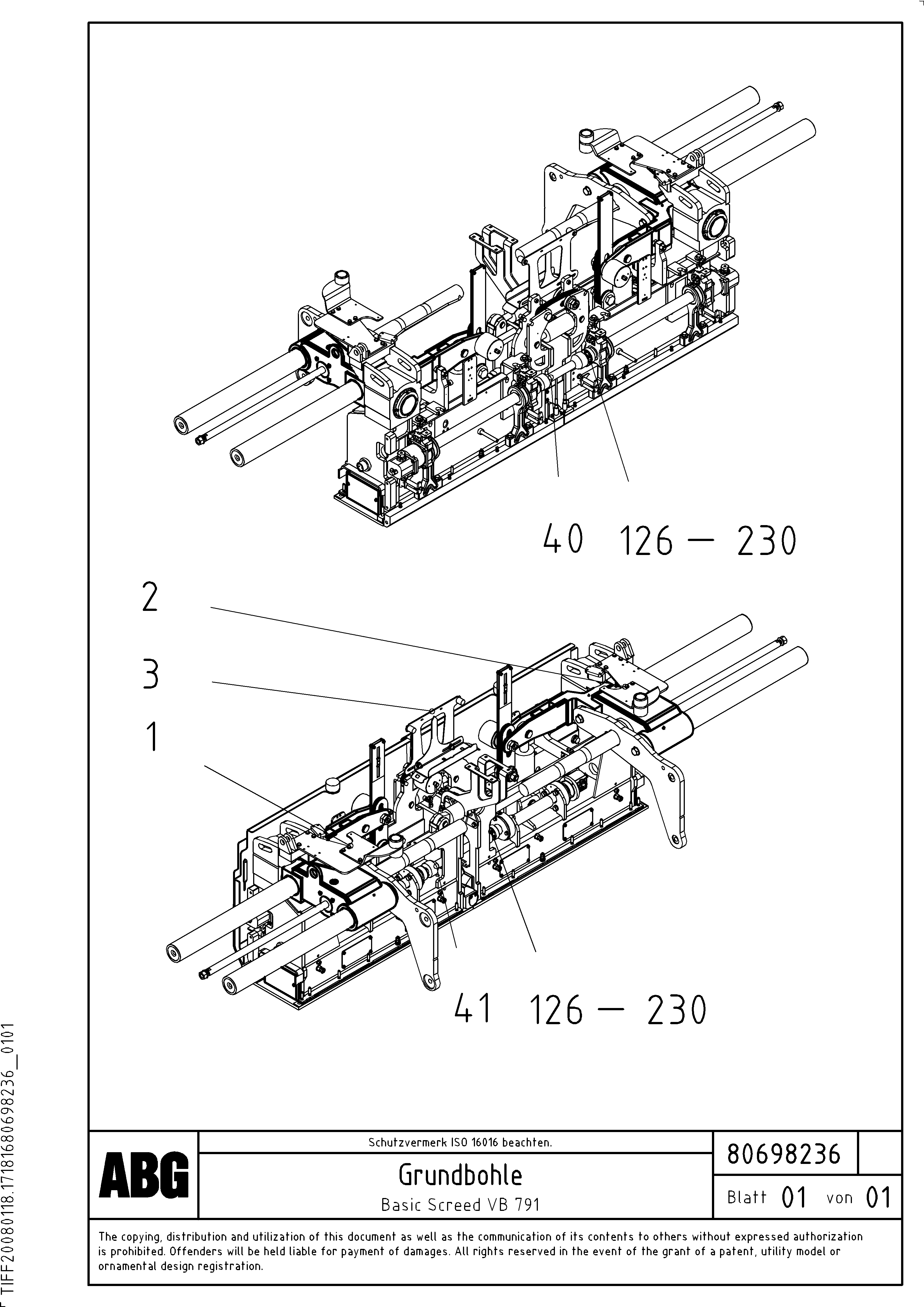 Схема запчастей Volvo ABG8820 - 76423 Basic screed VB 79 ETC ATT. SCREEDS 2,5 - 9,0M ABG8820, ABG8820B