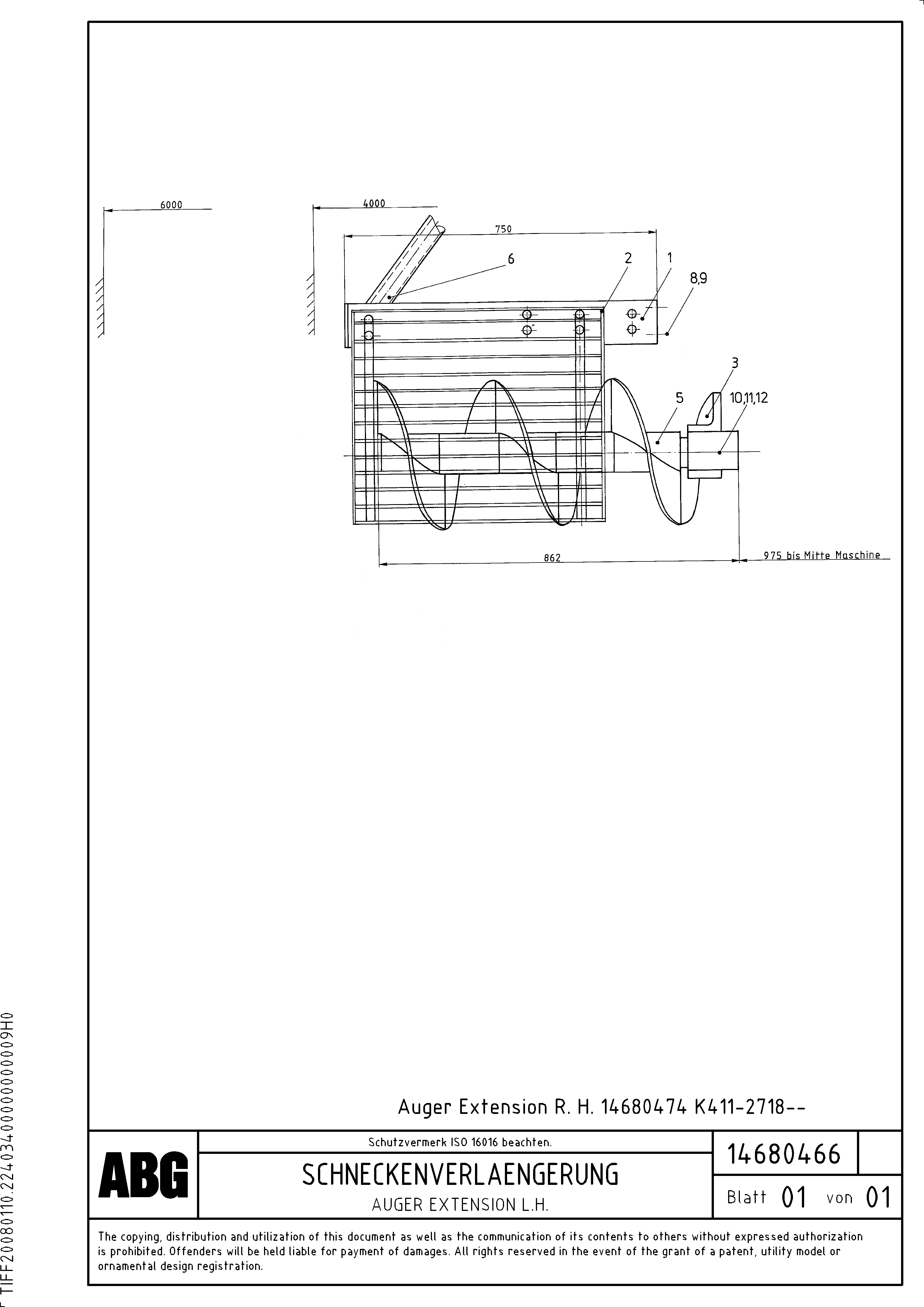 Схема запчастей Volvo ABG8820 - 66144 Auger extension VB 79 ETC ATT. SCREEDS 2,5 - 9,0M ABG8820, ABG8820B