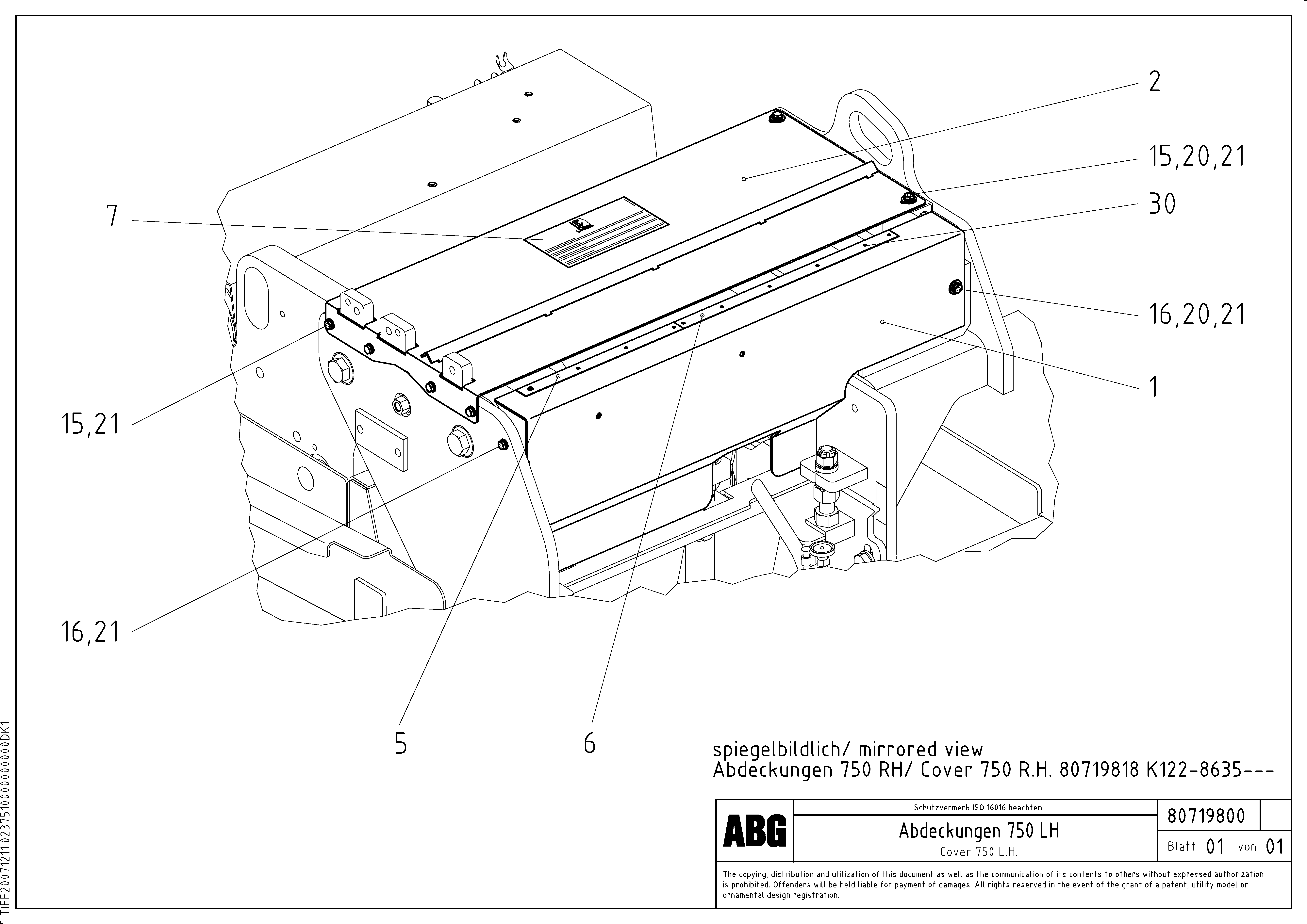 Схема запчастей Volvo ABG8820 - 63073 Protective cover for extension MB 122 VARIO ATT.SCREEDS 4,5 -12,0M ABG8820, ABG8820B