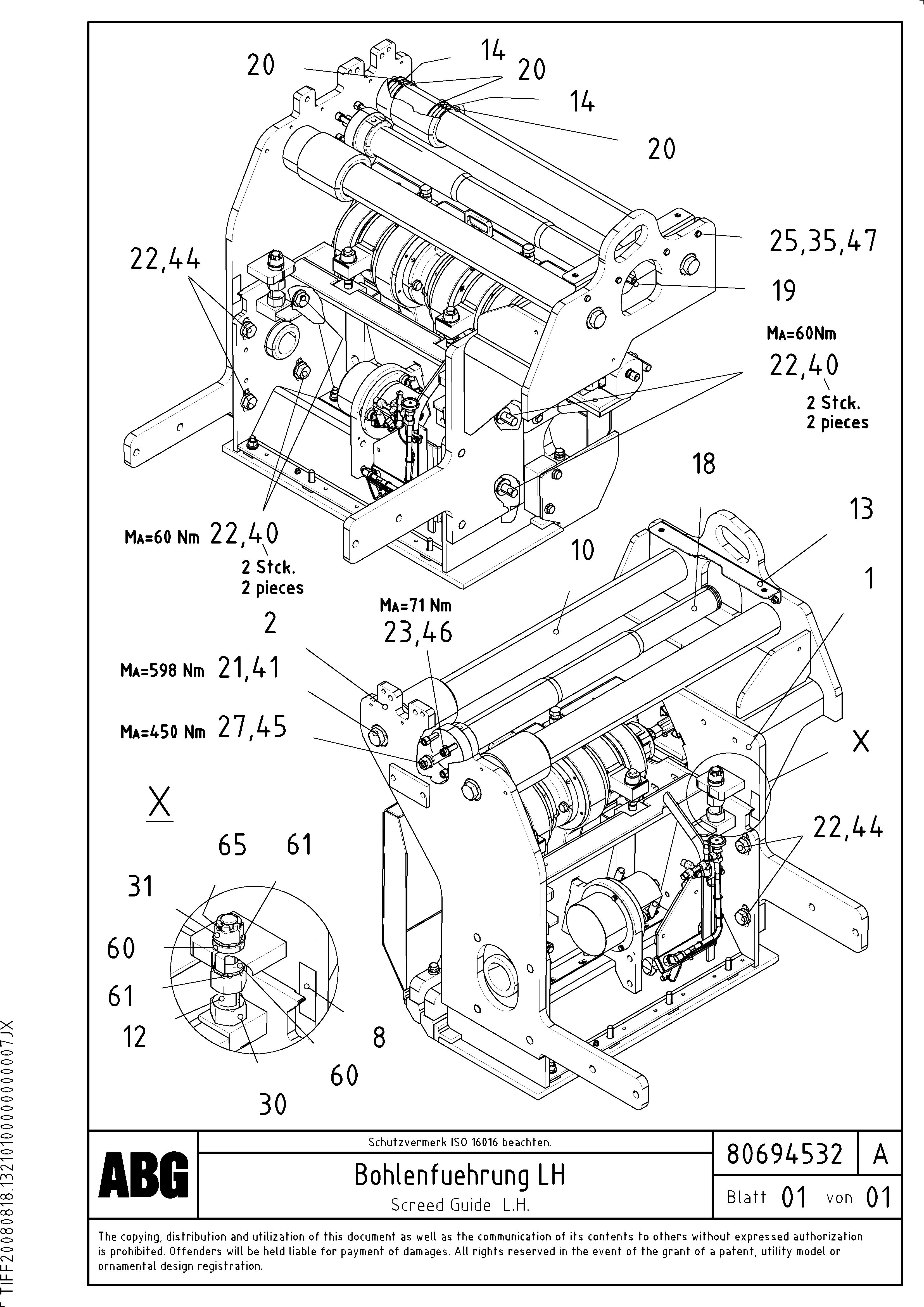 Схема запчастей Volvo ABG8820 - 64345 Screed guide for extandable screed MB 122 VARIO ATT.SCREEDS 4,5 -12,0M ABG8820, ABG8820B
