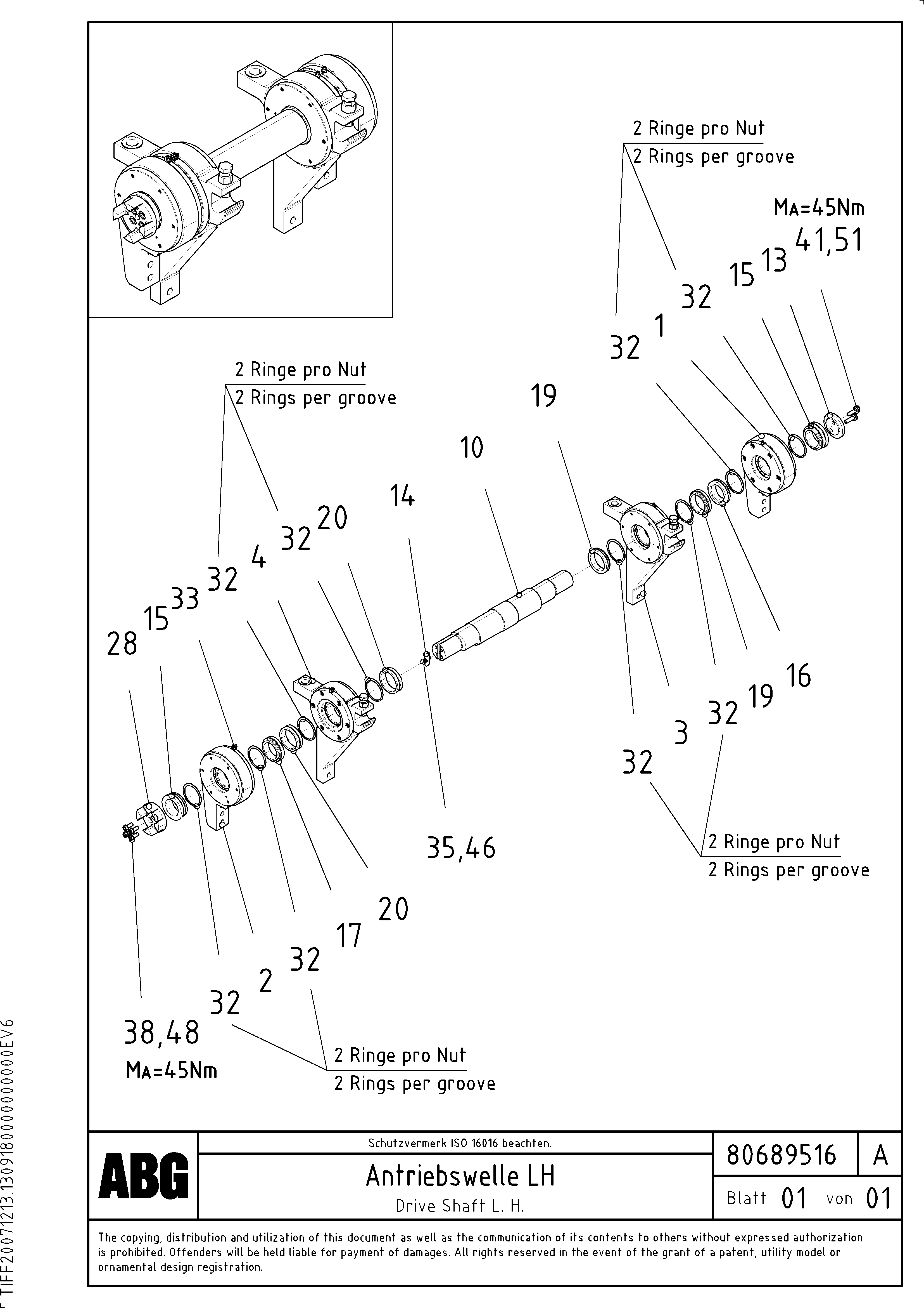 Схема запчастей Volvo ABG8820 - 65208 Drive shaft for extension MB 122 VARIO ATT.SCREEDS 4,5 -12,0M ABG8820, ABG8820B