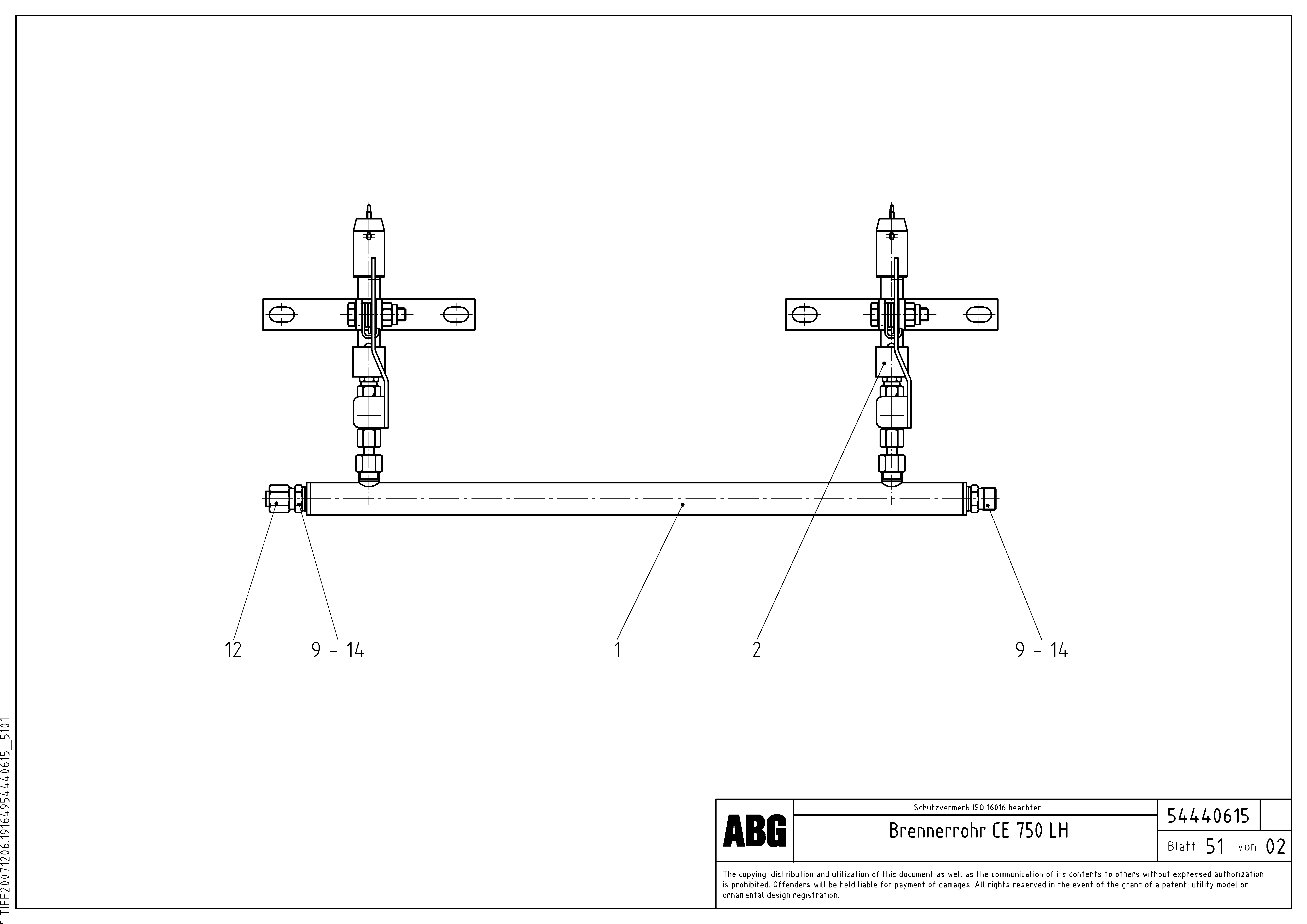 Схема запчастей Volvo ABG8820 - 76644 Burner tube MB 122 ATT. SCREEDS 2,5 -12,0M ABG8820, ABG8820B