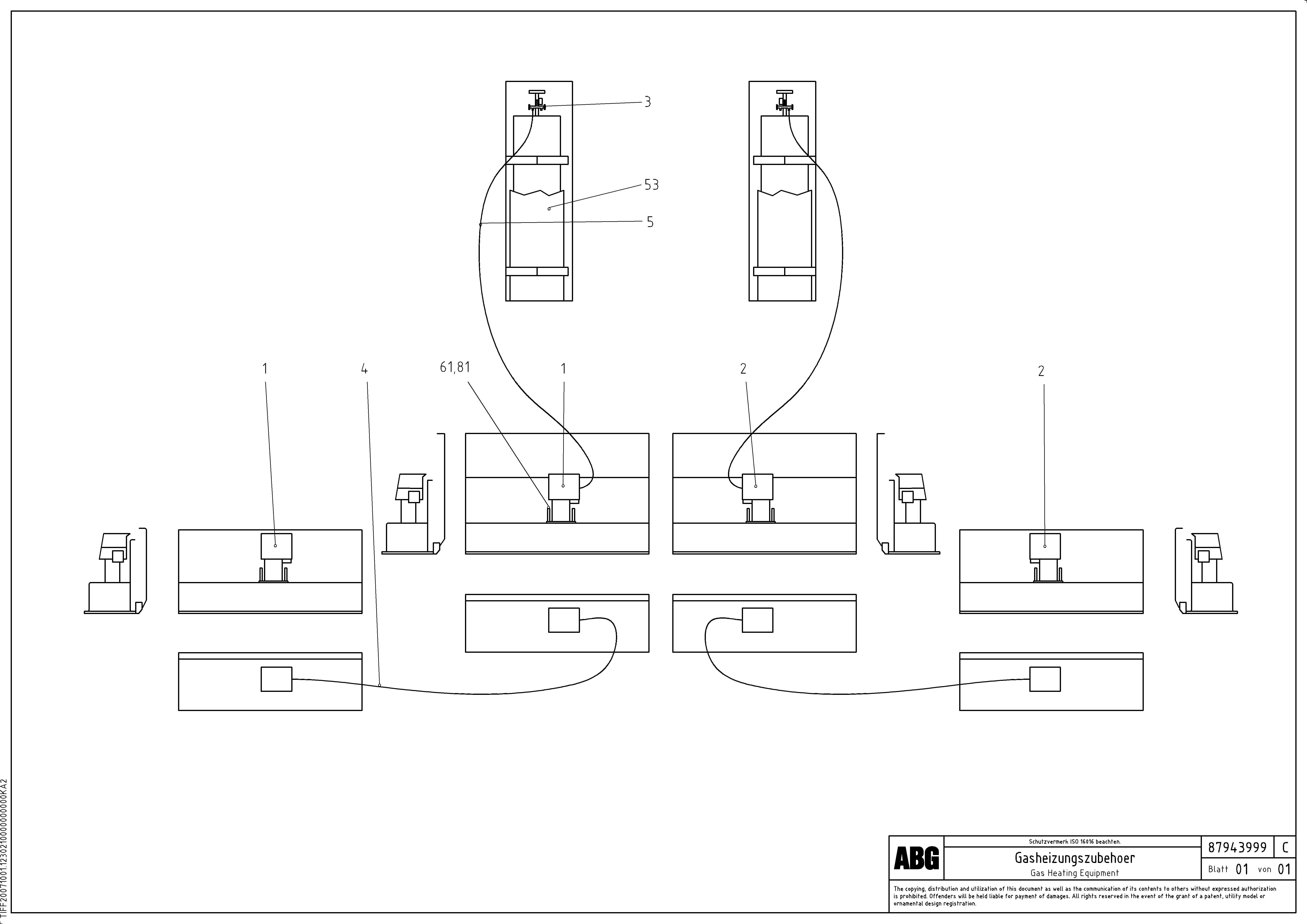 Схема запчастей Volvo ABG8820 - 71974 Gas heating assembly VDT-V 78 GTC ATT. SCREEDS 2,5 - 9,0M AGB8820, AGB8820B