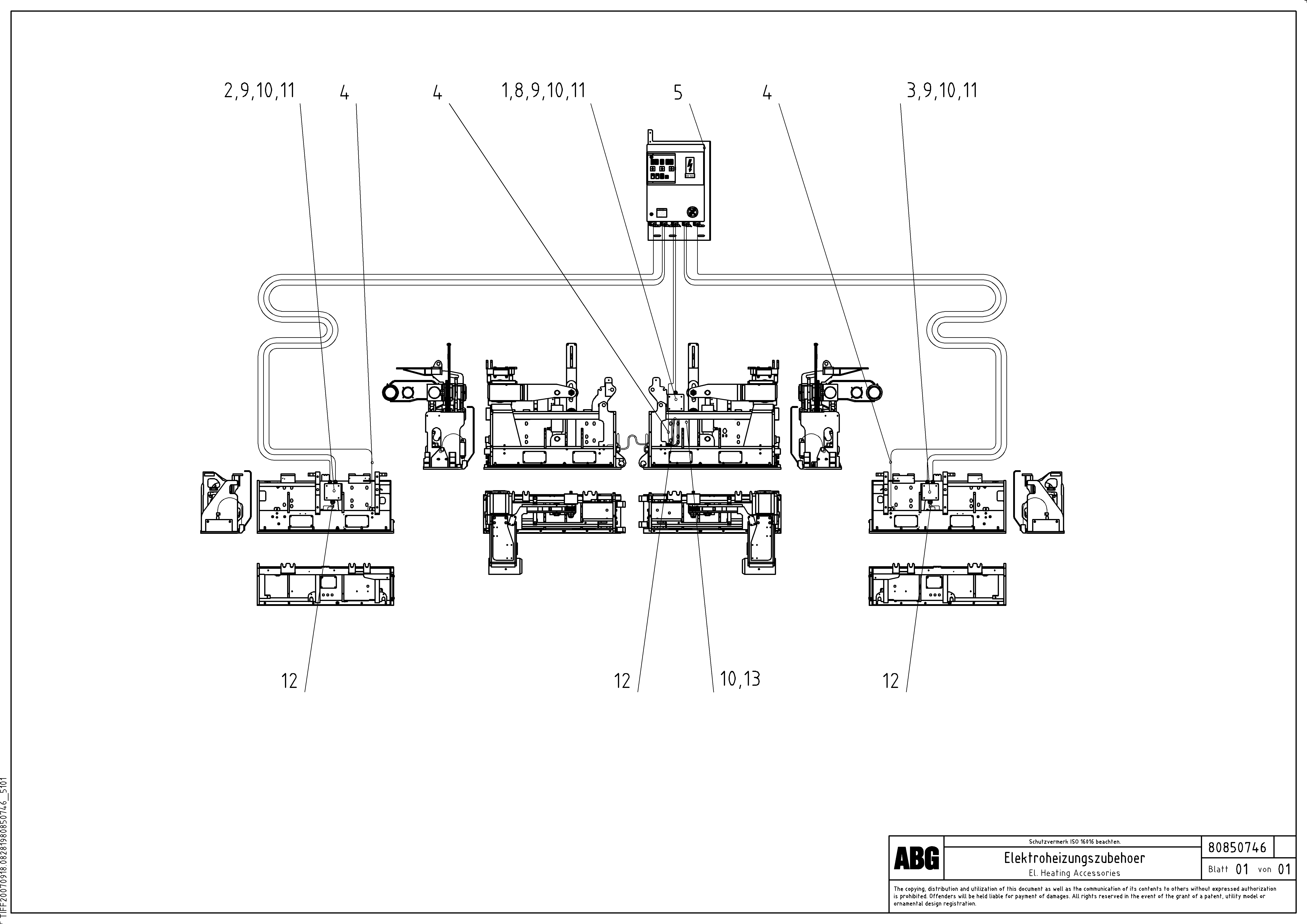 Схема запчастей Volvo ABG8820 - 66431 Electrical heating accessories for basic and extandable screed VB 79 ETC ATT. SCREEDS 2,5 - 9,0M ABG8820, ABG8820B