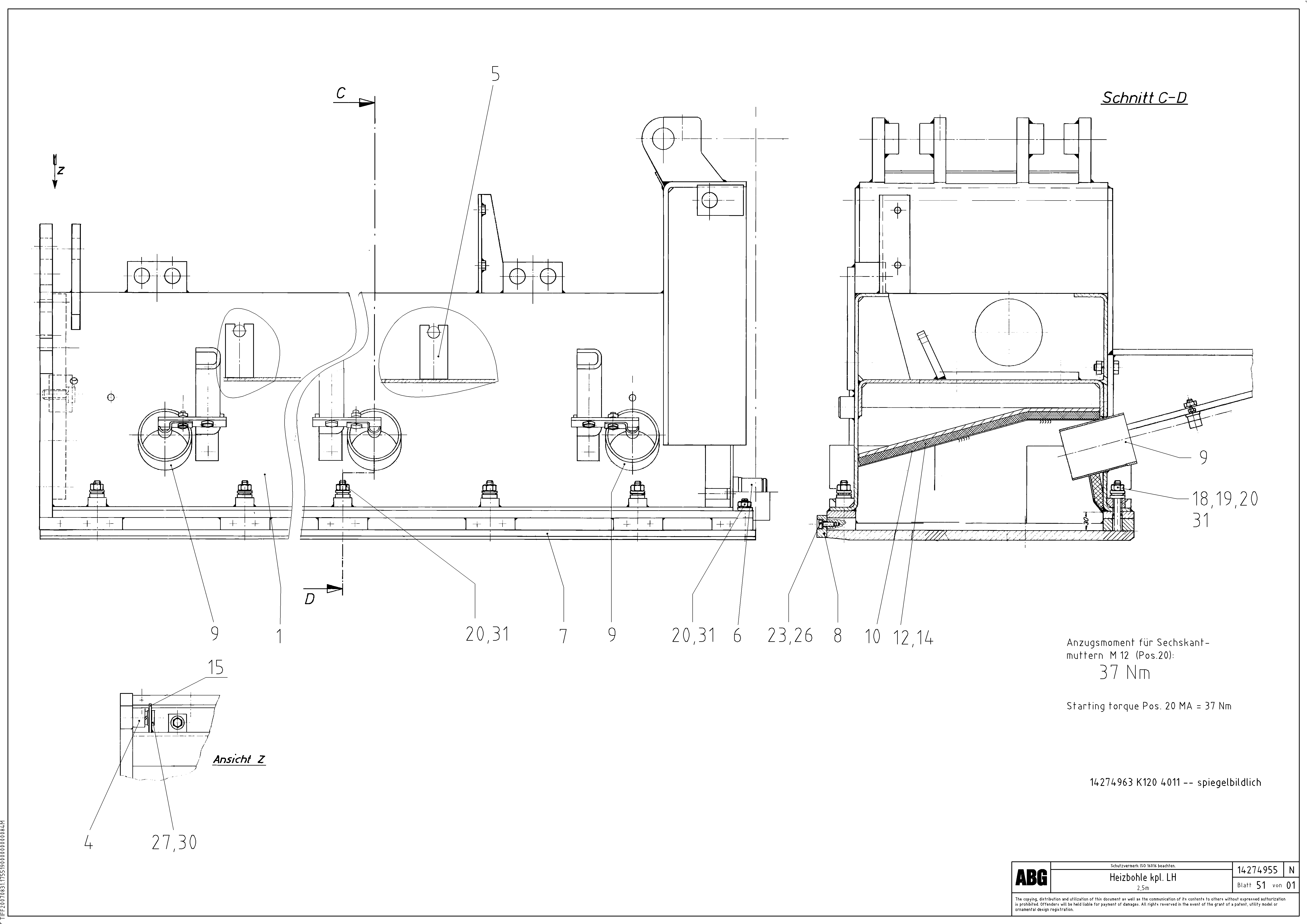 Схема запчастей Volvo ABG8820 - 82861 Gas heating assembly MB 122 ATT. SCREEDS 2,5 -12,0M ABG8820, ABG8820B