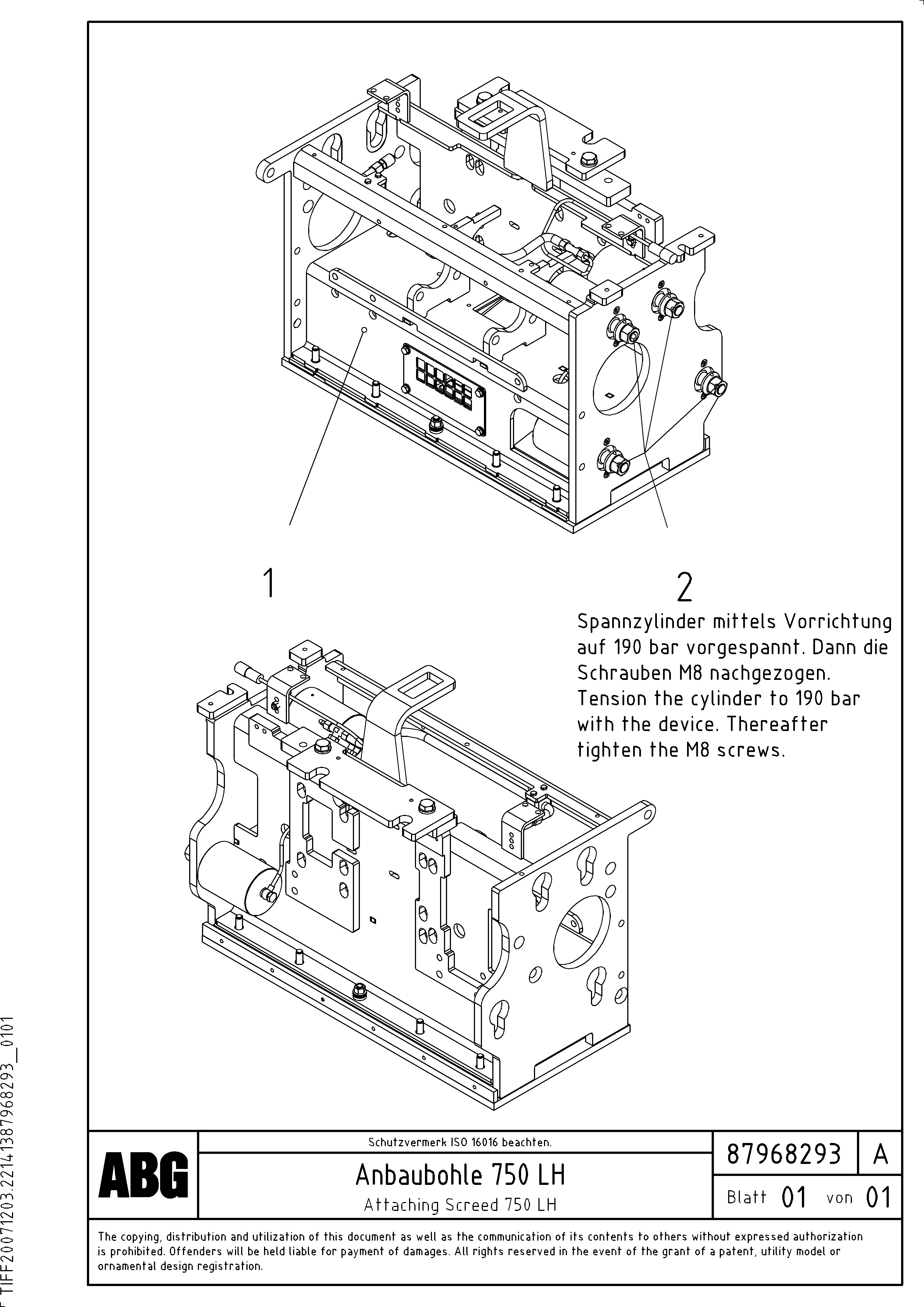 Схема запчастей Volvo ABG8820 - 73011 Attaching screed for extension VDT-V 88 GTC ATT. SCREEDS 3,0 - 9,0M ABG8820/ABG8820B