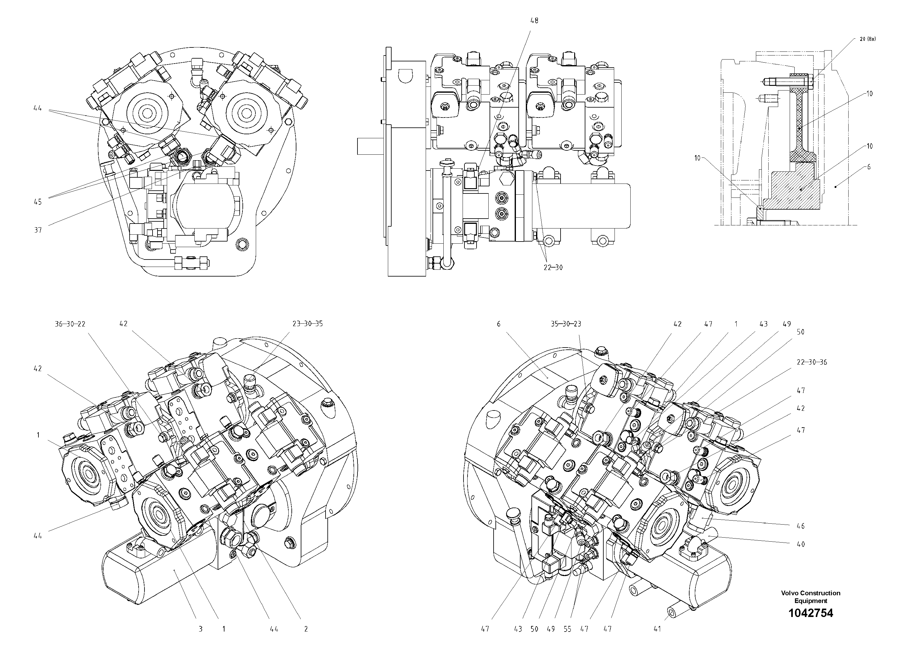Схема запчастей Volvo ABG8820 - 47717 Distributor Gear ABG8820/ABG8820B ABG8820 S/N 21098-23354 ABG8820B S/N 23355-