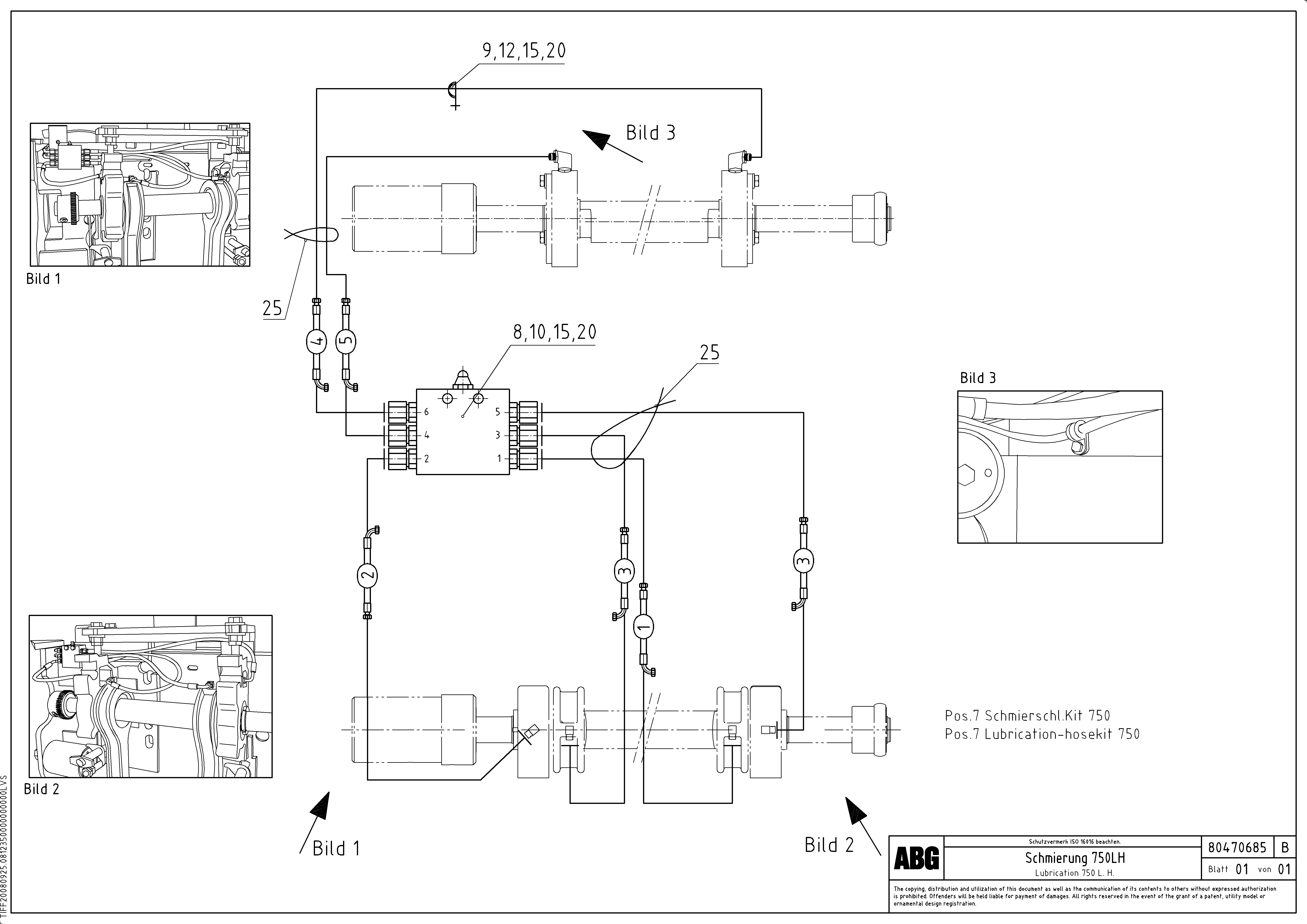 Схема запчастей Volvo ABG9820 - 80761 Lubrication for extension VB 88 ETC ATT. SCREED 3,0 - 9,0 M ABG9820