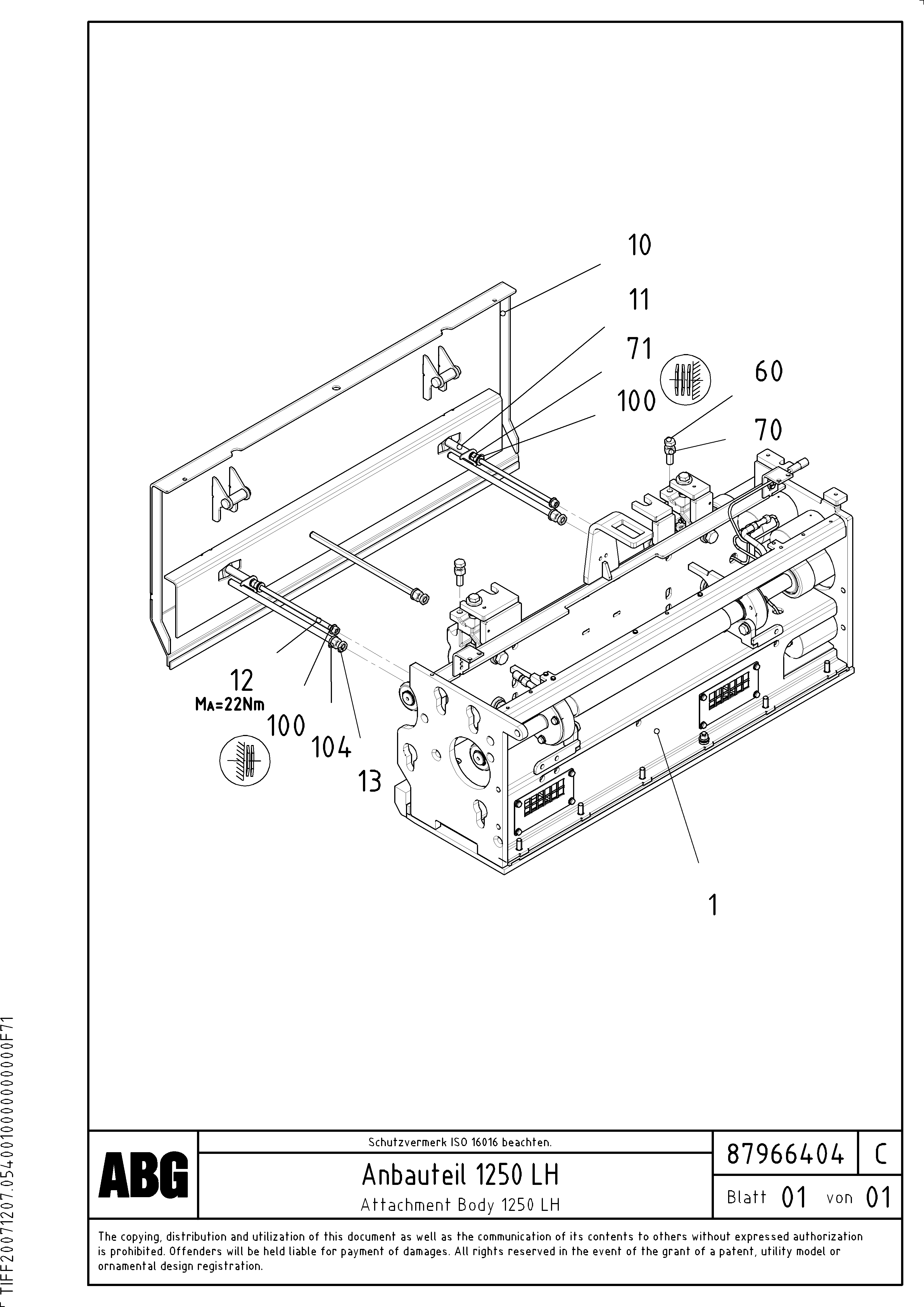 Схема запчастей Volvo ABG9820 - 71028 Deflector for extension VB 88 GTC ATT. SCREEDS 3,0 - 9,0M ABG9820