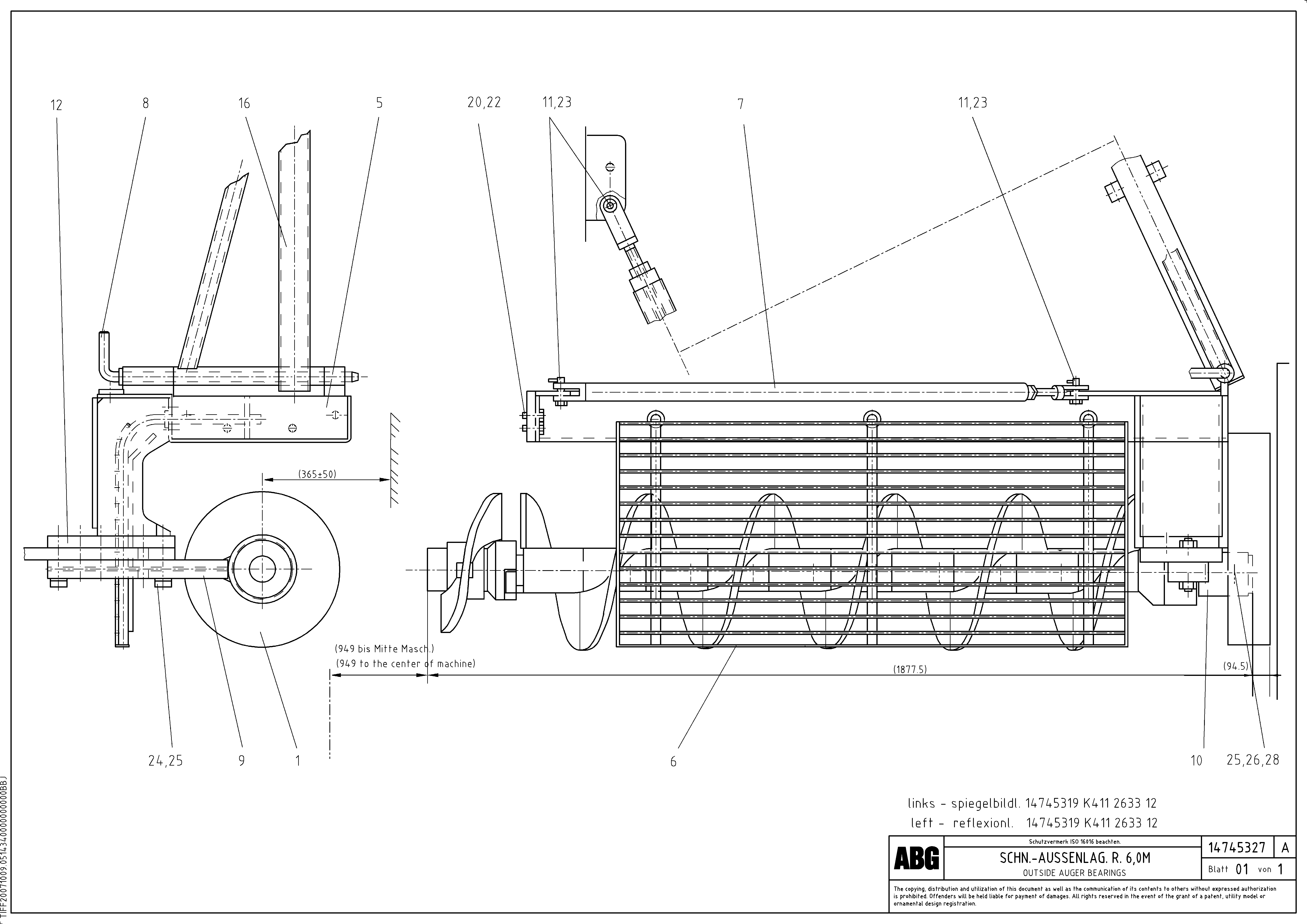 Схема запчастей Volvo ABG9820 - 75708 Outside auger bearings for auger extension VB 88 GTC ATT. SCREEDS 3,0 - 9,0M ABG9820
