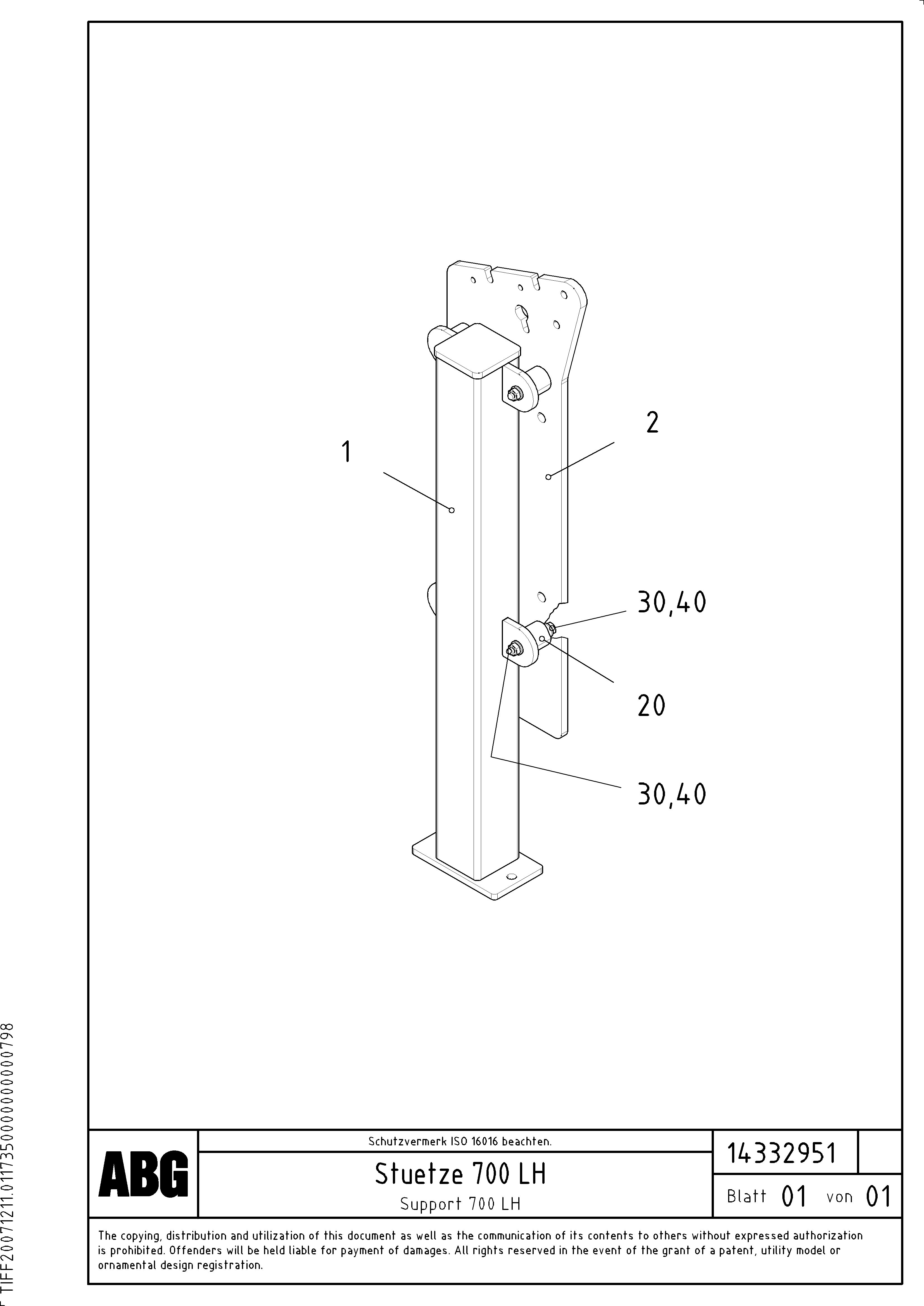 Схема запчастей Volvo ABG9820 - 79311 Support for extensions VDT-V 88 GTC ATT. SCREEDS 3,0 - 9,0M ABG9820