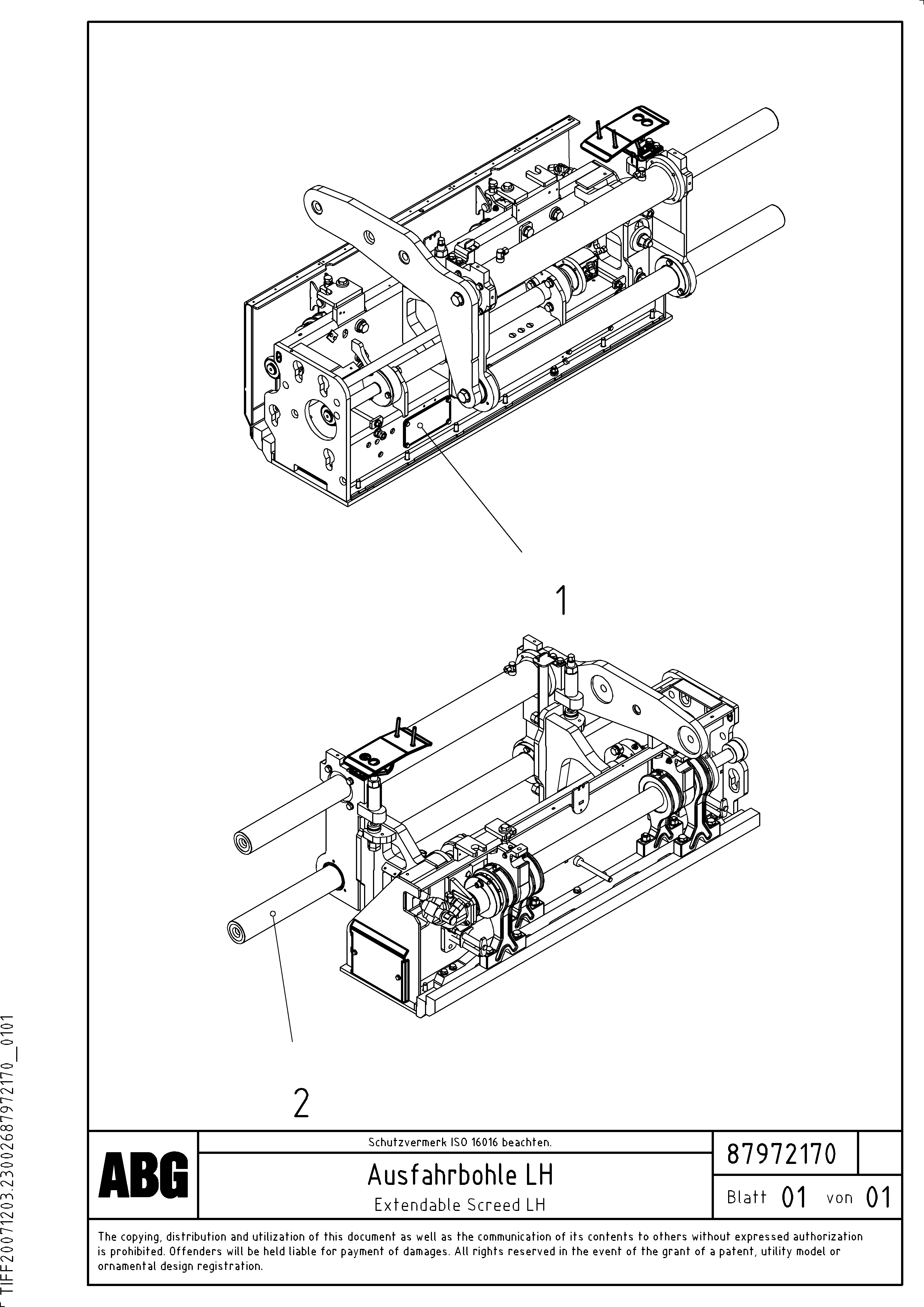 Схема запчастей Volvo ABG9820 - 79876 Extendable screed VDT-V 88 GTC ATT. SCREEDS 3,0 - 9,0M ABG9820