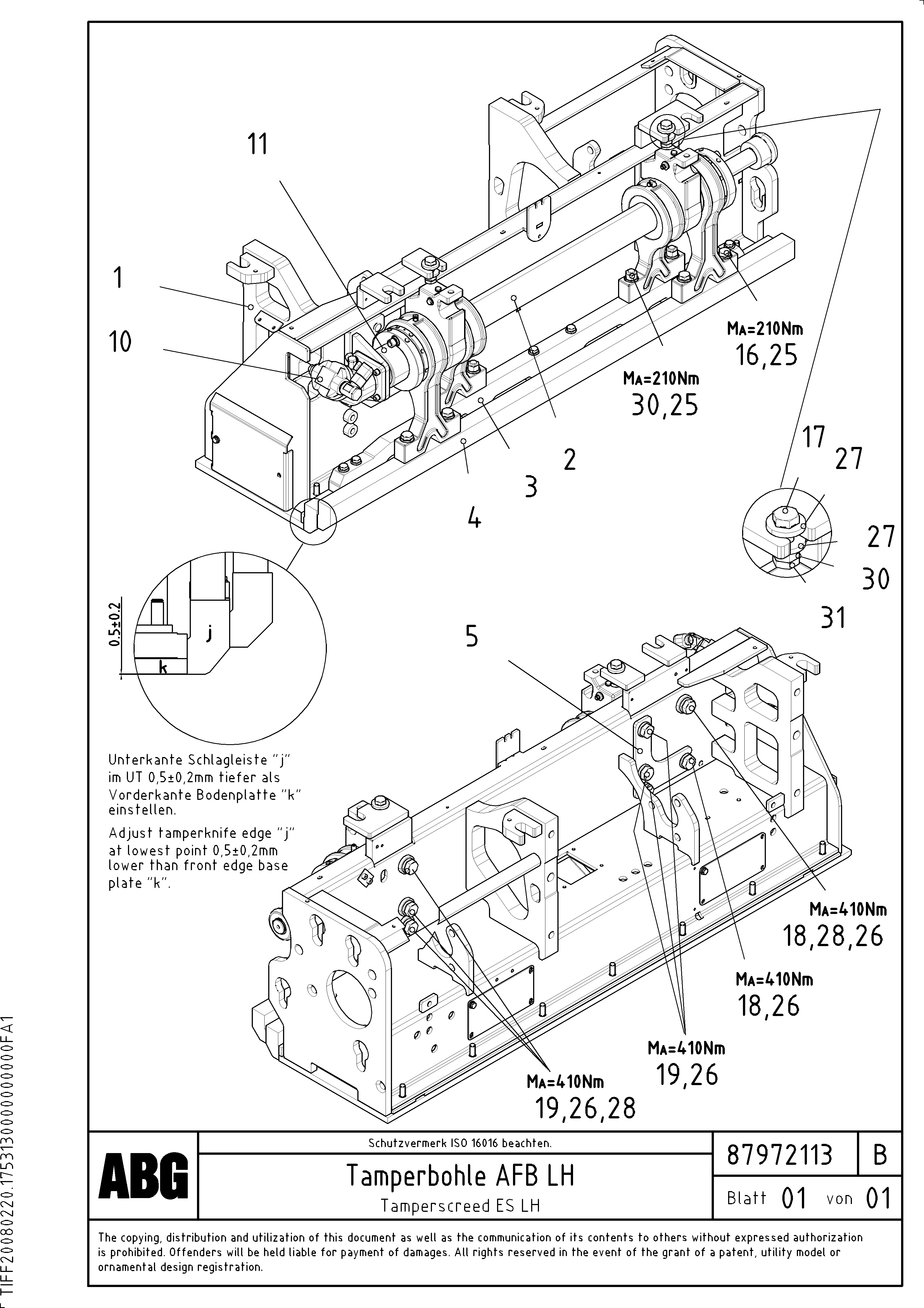 Схема запчастей Volvo ABG9820 - 73324 Vib.-tamperscreed for extension VDT-V 88 GTC ATT. SCREEDS 3,0 - 9,0M ABG9820