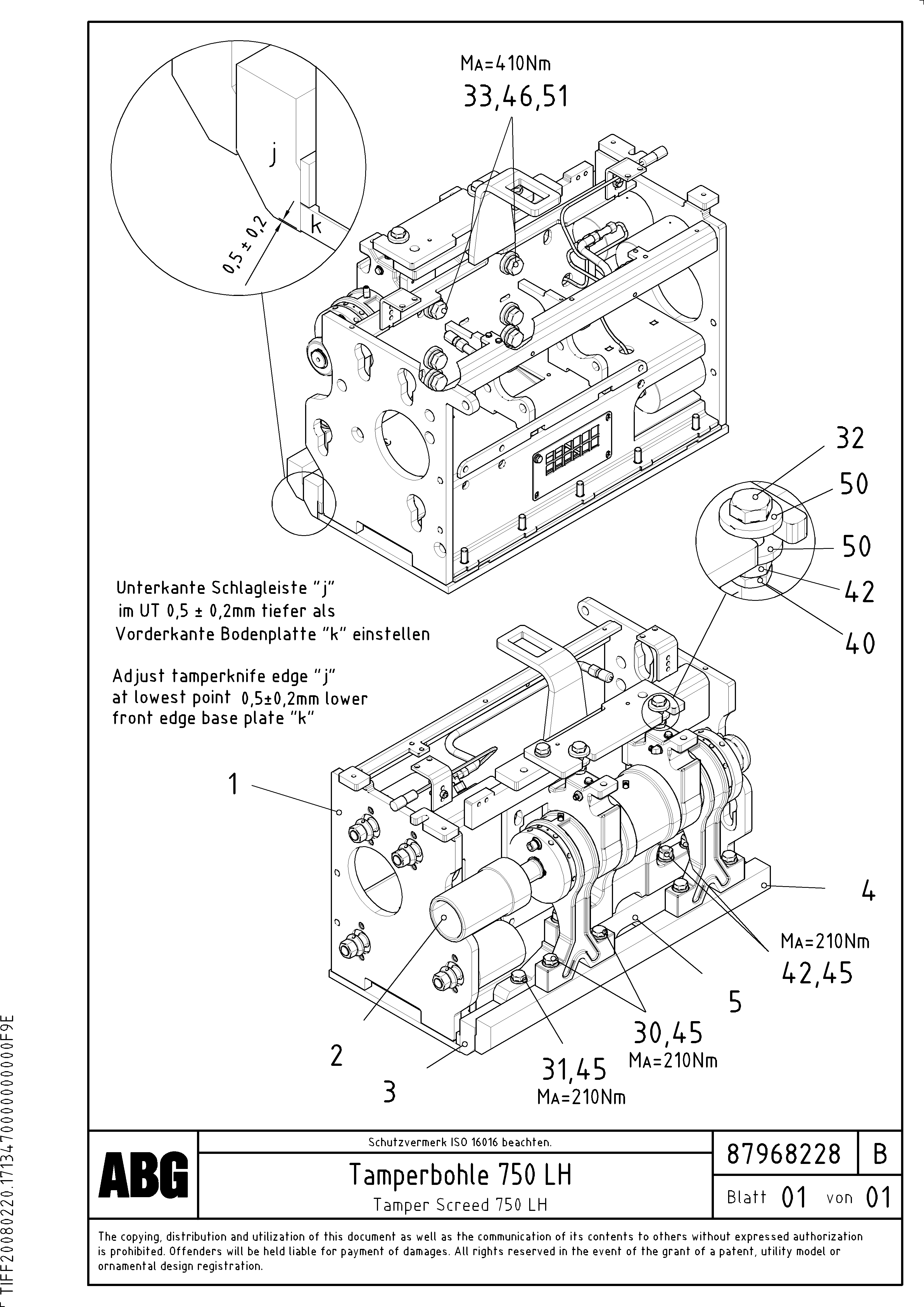Схема запчастей Volvo ABG9820 - 77568 Tamper for extendable screed VDT-V 88 GTC ATT. SCREEDS 3,0 - 9,0M ABG9820