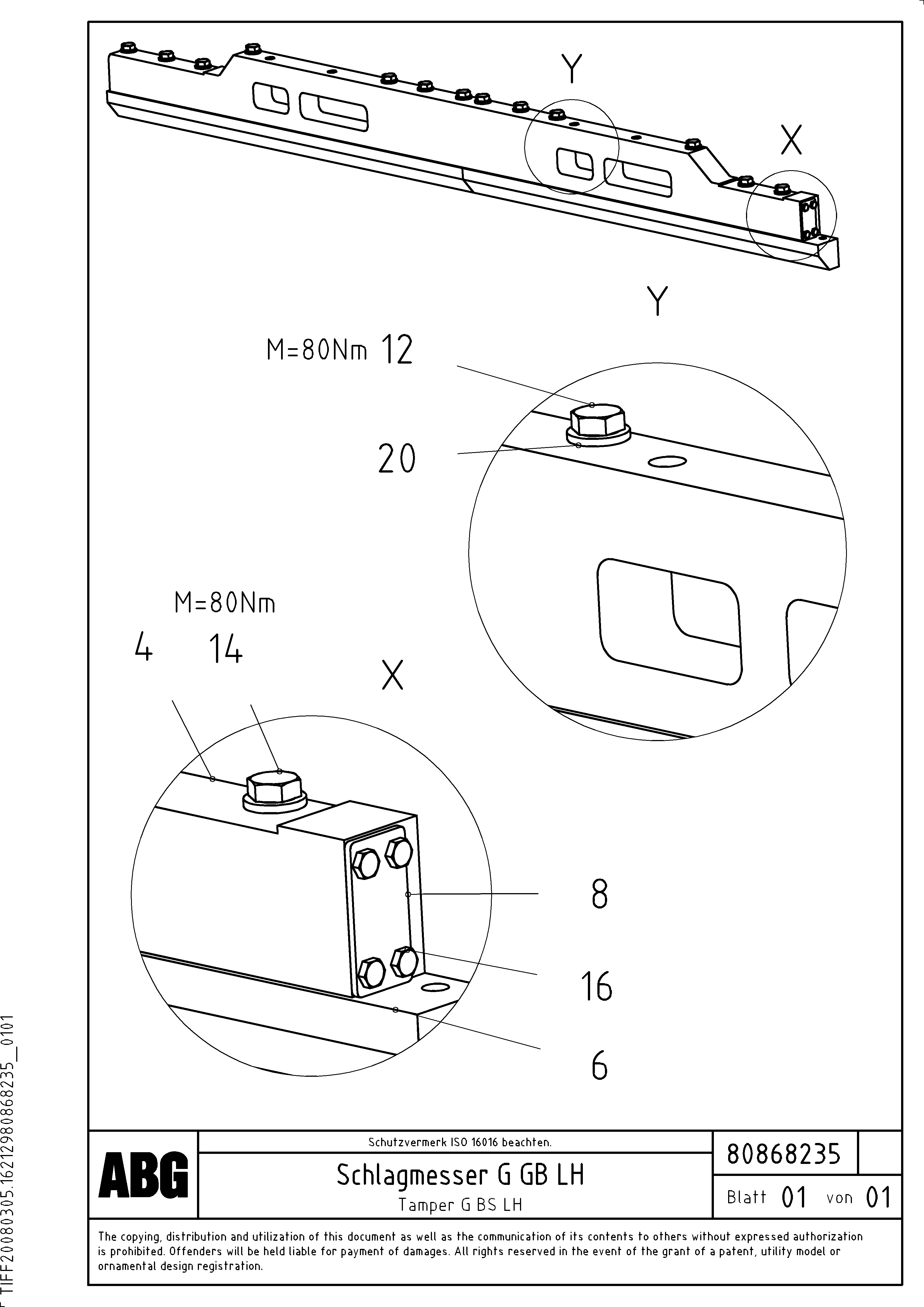 Схема запчастей Volvo ABG9820 - 80510 Tamper, gas heated, for basic screed VDT-V 88 GTC ATT. SCREEDS 3,0 - 9,0M ABG9820