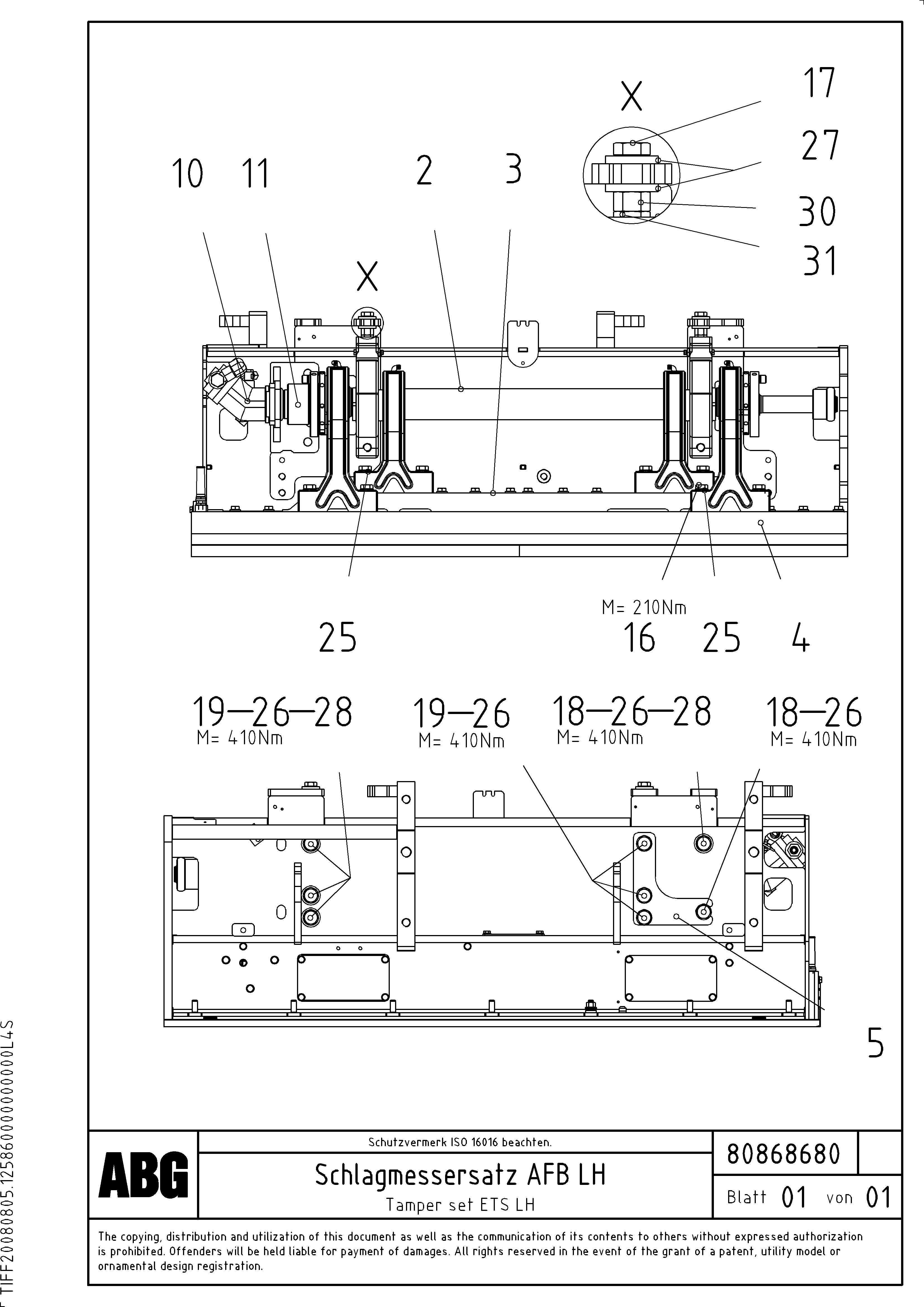 Схема запчастей Volvo ABG9820 - 78320 Tamper set for extendable screed VDT-V 88 ETC SCREEDS 3,0 - 9,0M ABG9820