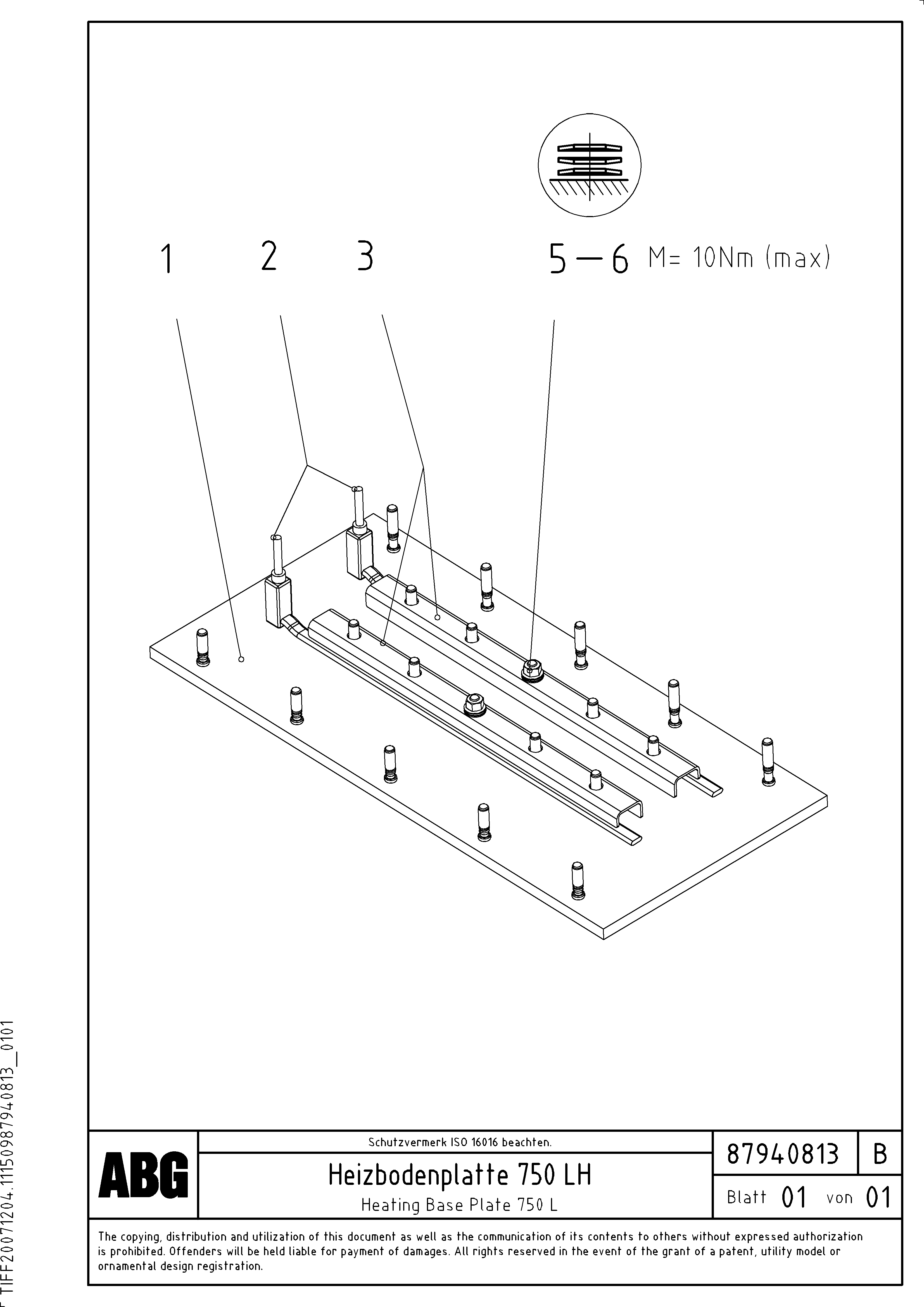 Схема запчастей Volvo ABG9820 - 79217 Heating base plate for extension VDT-V 88 ETC SCREEDS 3,0 - 9,0M ABG9820