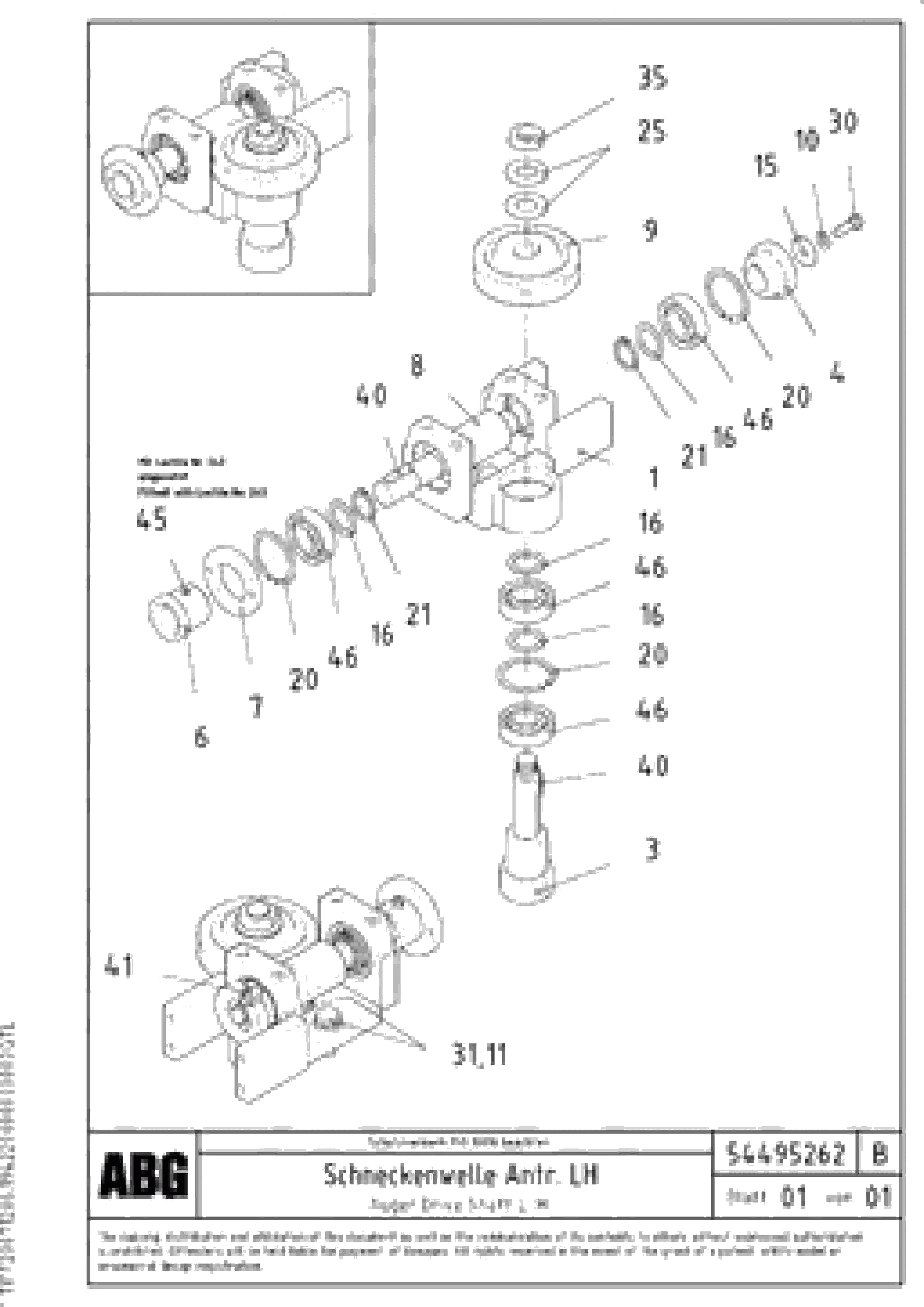 Схема запчастей Volvo ABG9820 - 72408 Drive shaft for hight adjustment/extendable screed VDT-V 88 ETC SCREEDS 3,0 - 9,0M ABG9820