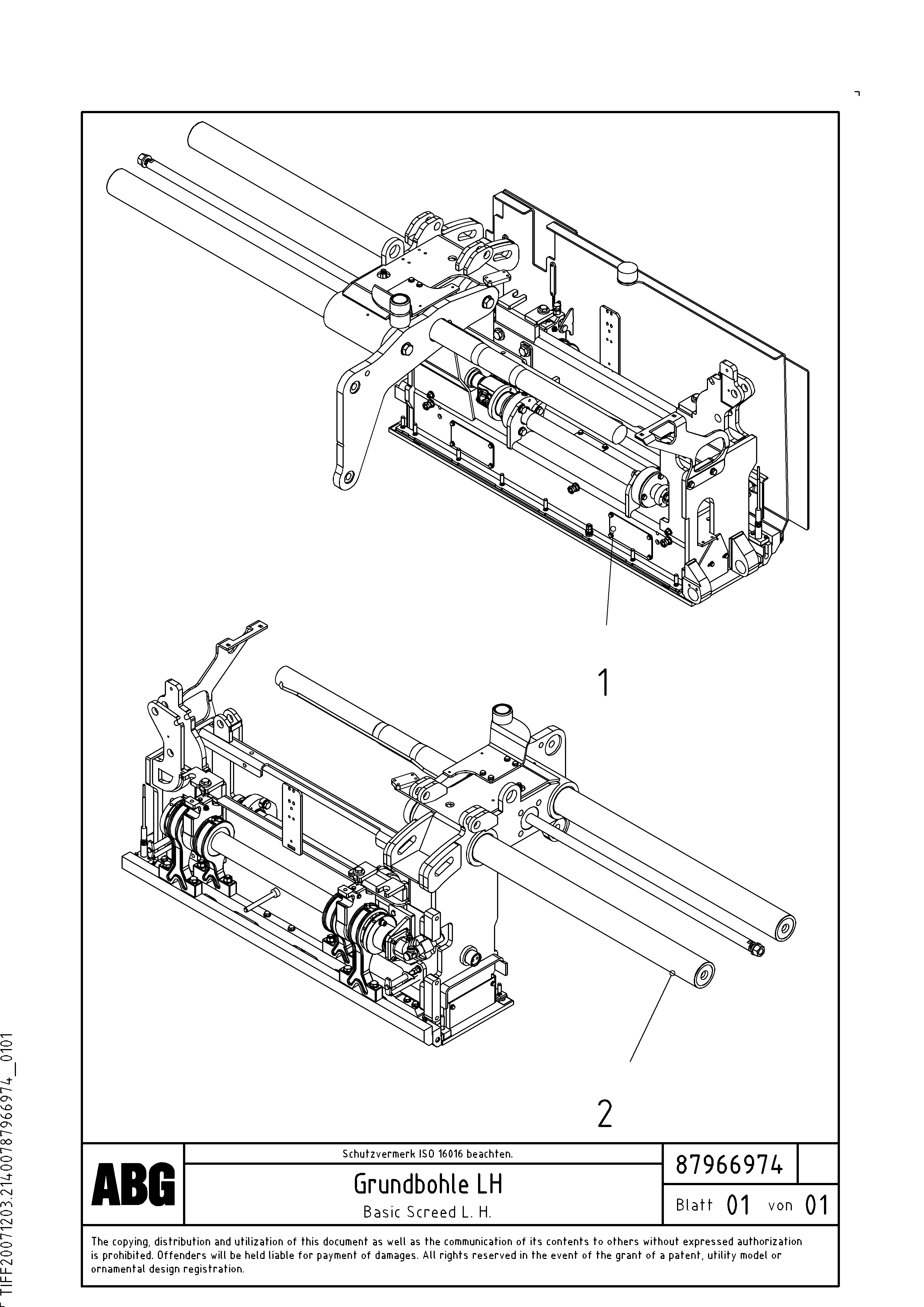 Схема запчастей Volvo ABG9820 - 101251 Basic screed VDT-V 88 ETC SCREEDS 3,0 - 9,0M ABG9820
