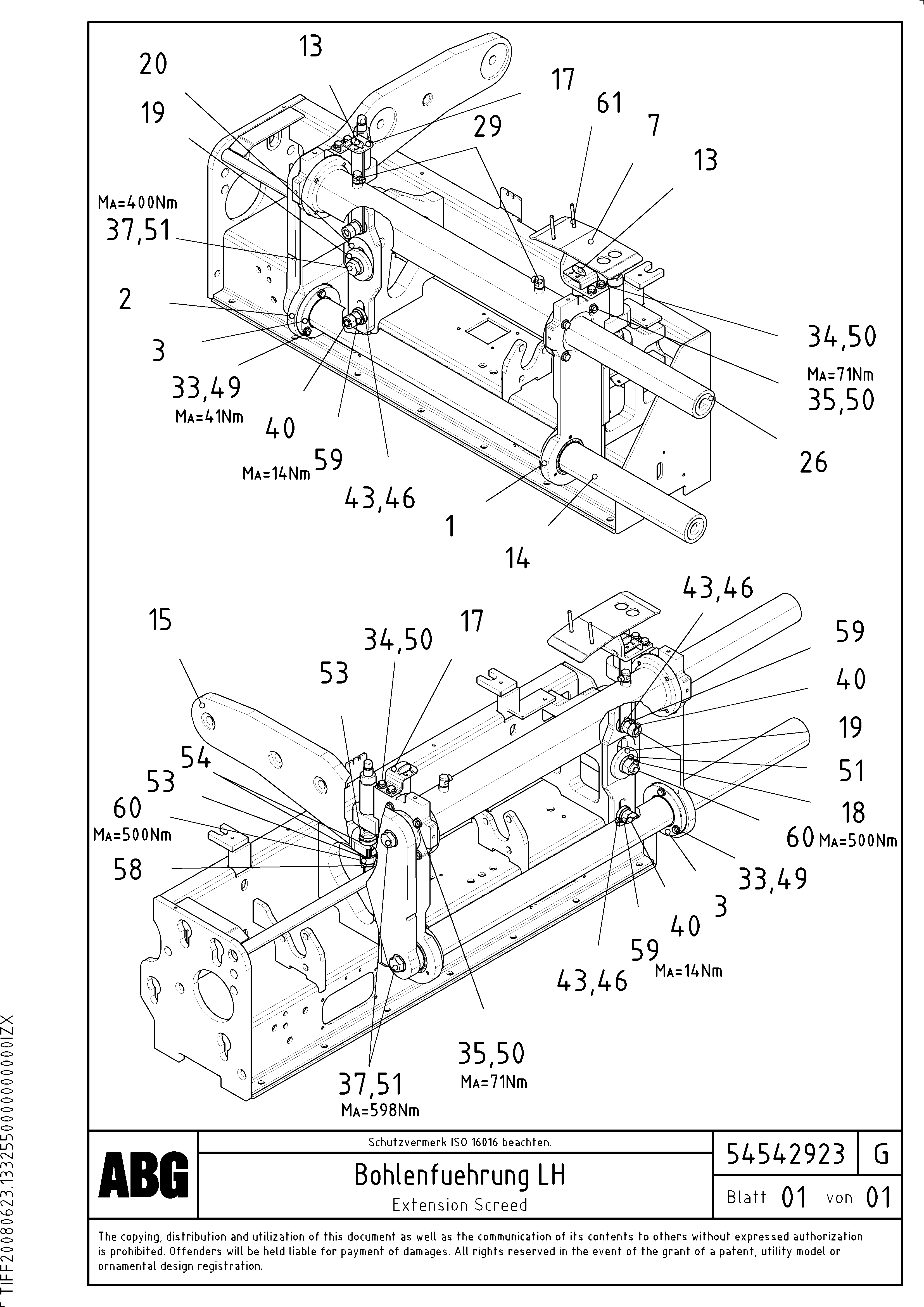 Схема запчастей Volvo ABG9820 - 102844 Extension with mechanical holder, bushing and synchronizing cylinder VDT-V 88 ETC SCREEDS 3,0 - 9,0M ABG9820