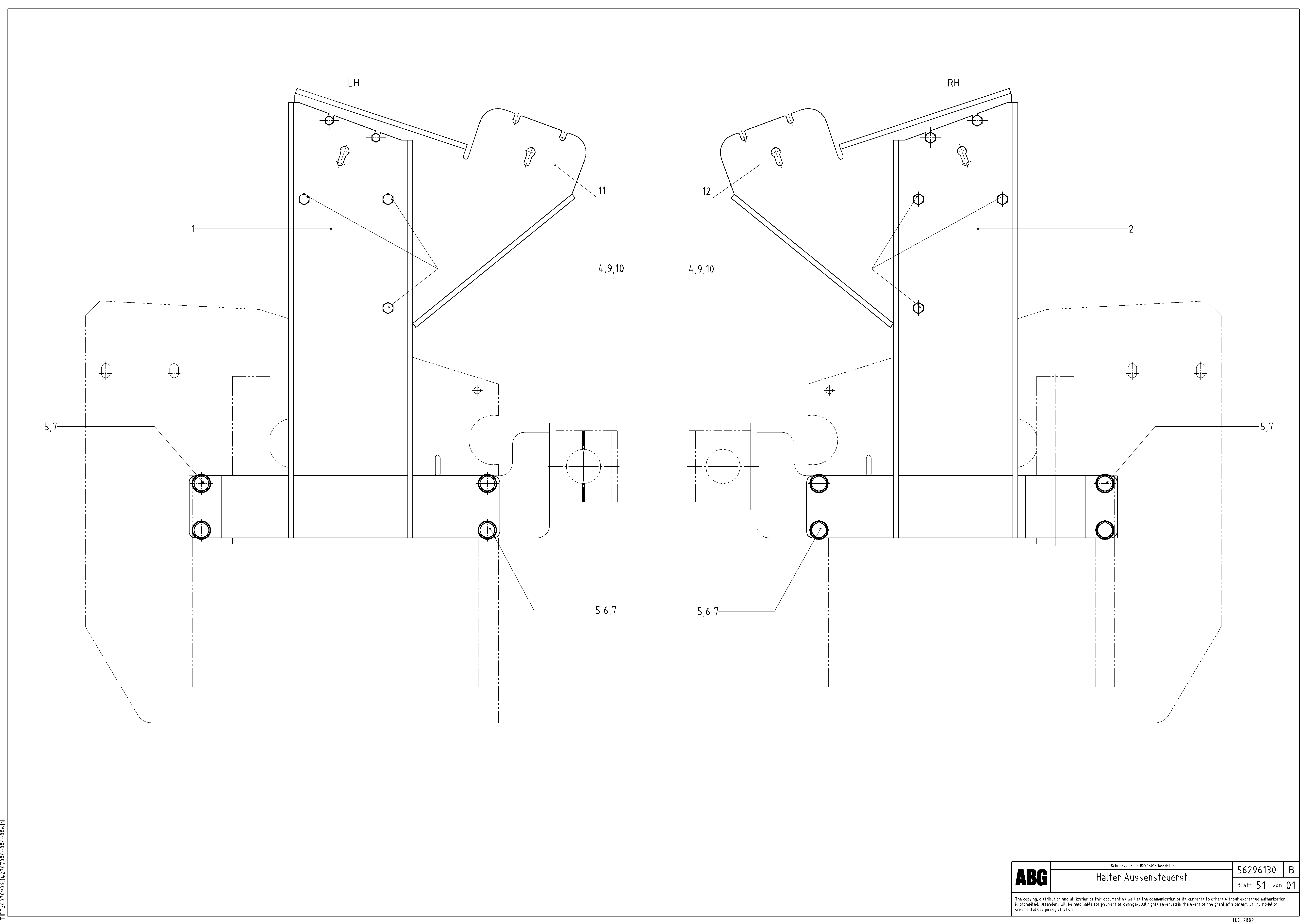 Схема запчастей Volvo ABG9820 - 69593 Support for control panels VDT 120 ATT. SCREEDS 3,0 -13,0M ABG9820