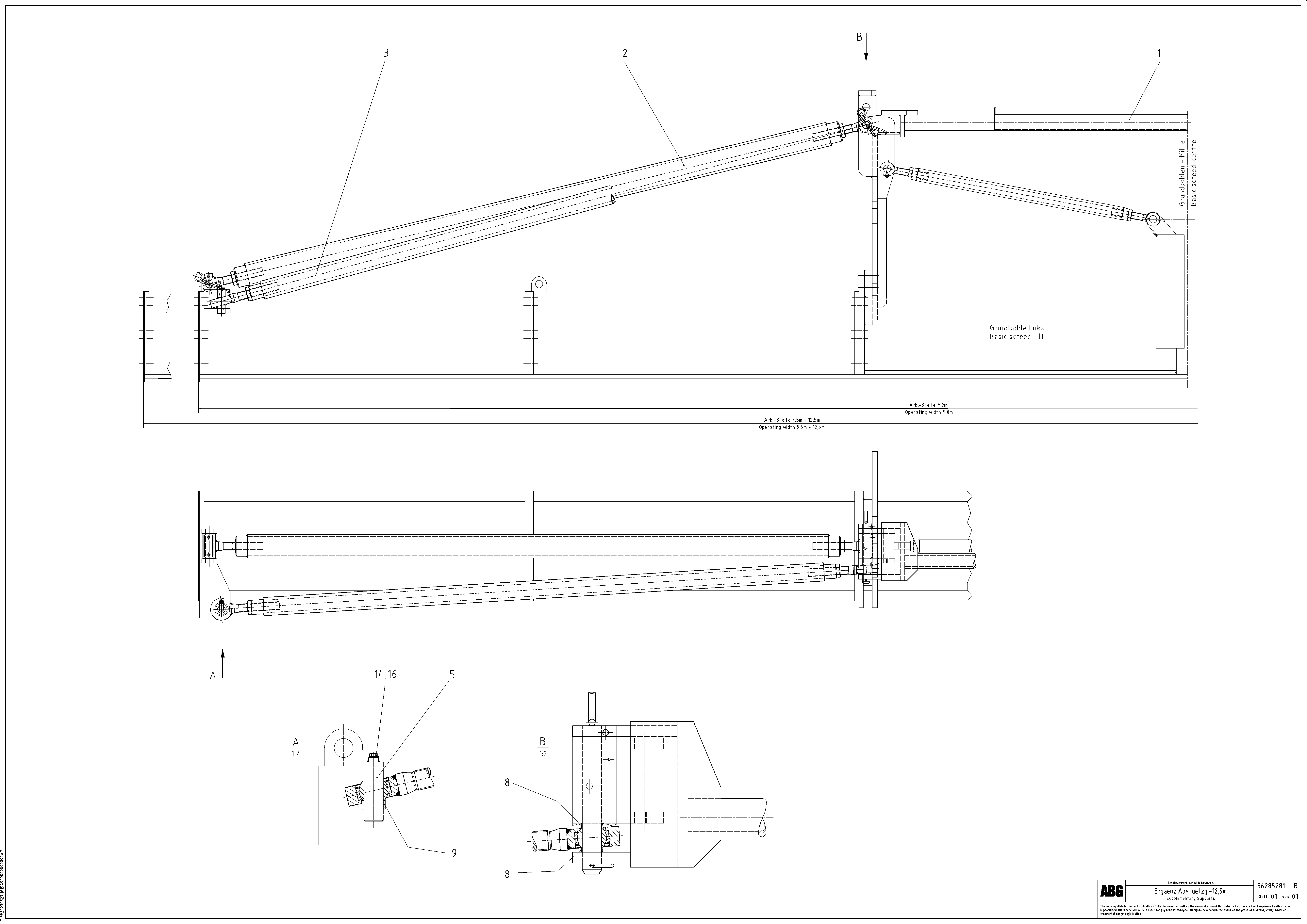 Схема запчастей Volvo ABG9820 - 70908 Adjustment brace VDT 120 ATT. SCREEDS 3,0 -13,0M ABG9820