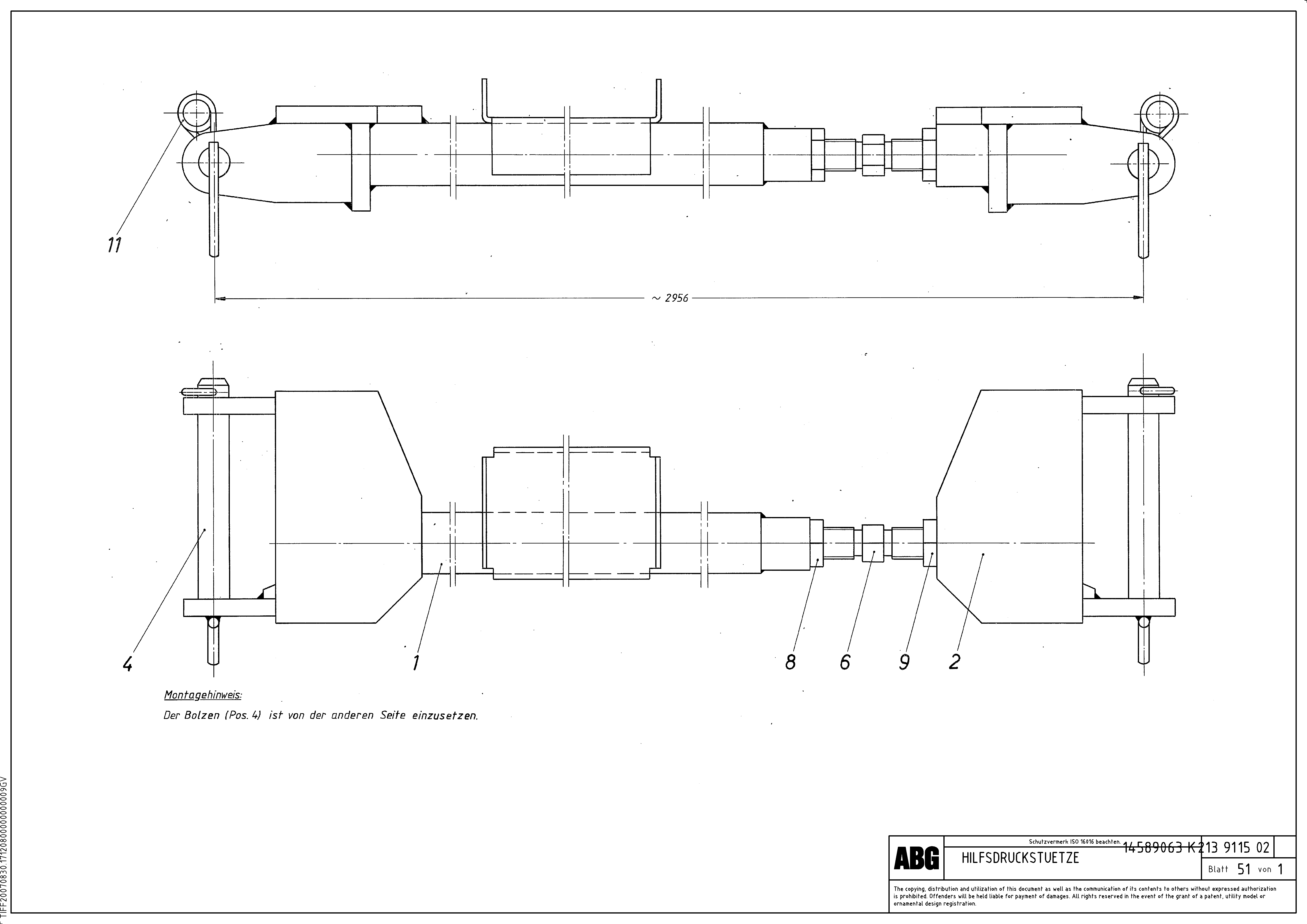 Схема запчастей Volvo ABG9820 - 71454 Auxillary brace for extendable screed VDT 120 ATT. SCREEDS 3,0 -13,0M ABG9820
