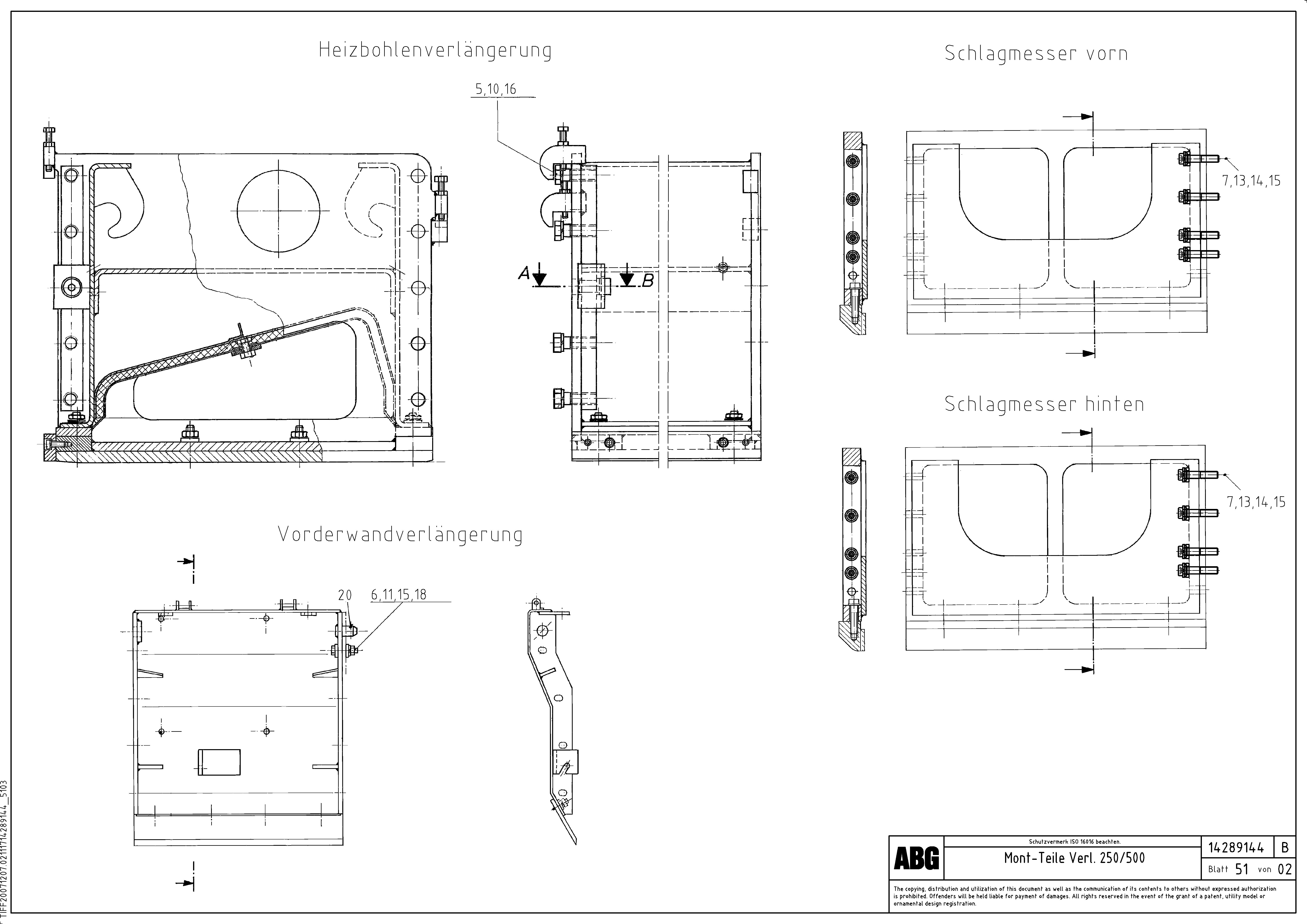 Схема запчастей Volvo ABG9820 - 71513 Mounting parts for extension VDT 120 ATT. SCREEDS 3,0 -13,0M ABG9820