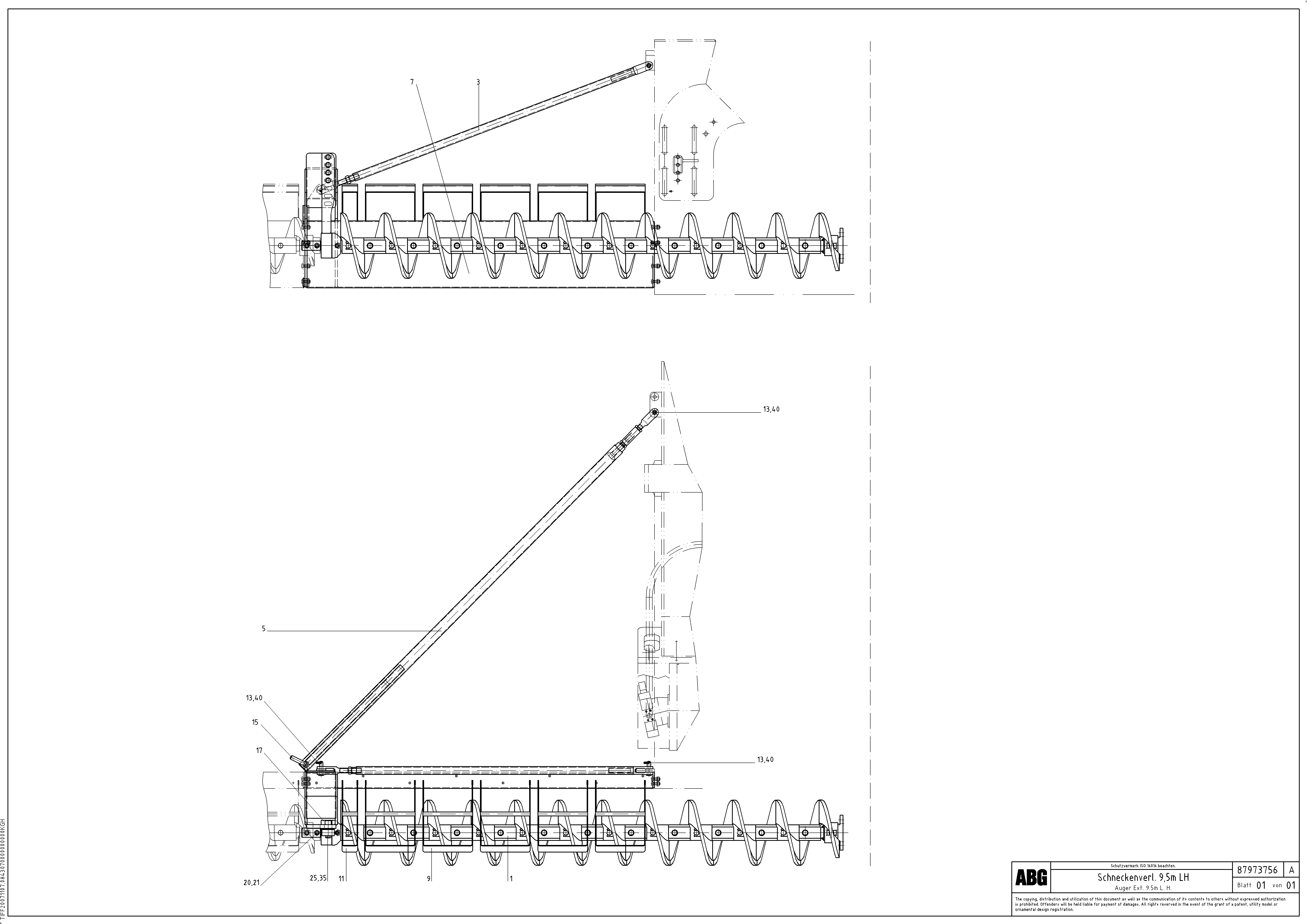 Схема запчастей Volvo ABG9820 - 67176 Auger extension VDT 120 ATT. SCREEDS 3,0 -13,0M ABG9820