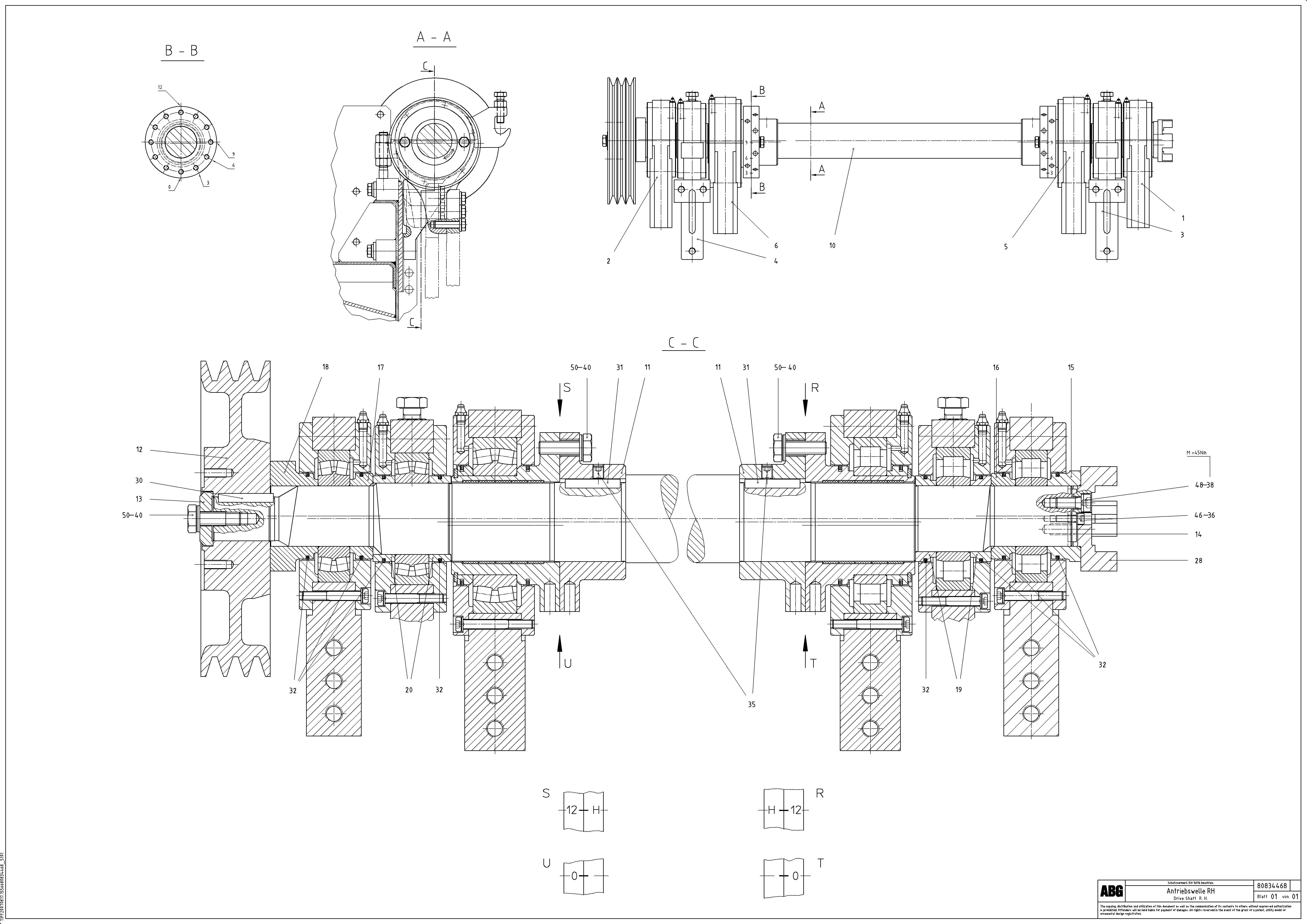Схема запчастей Volvo ABG9820 - 67191 Tamper drive shaft for tamper/basic screed VDT 120 ATT. SCREEDS 3,0 -13,0M ABG9820