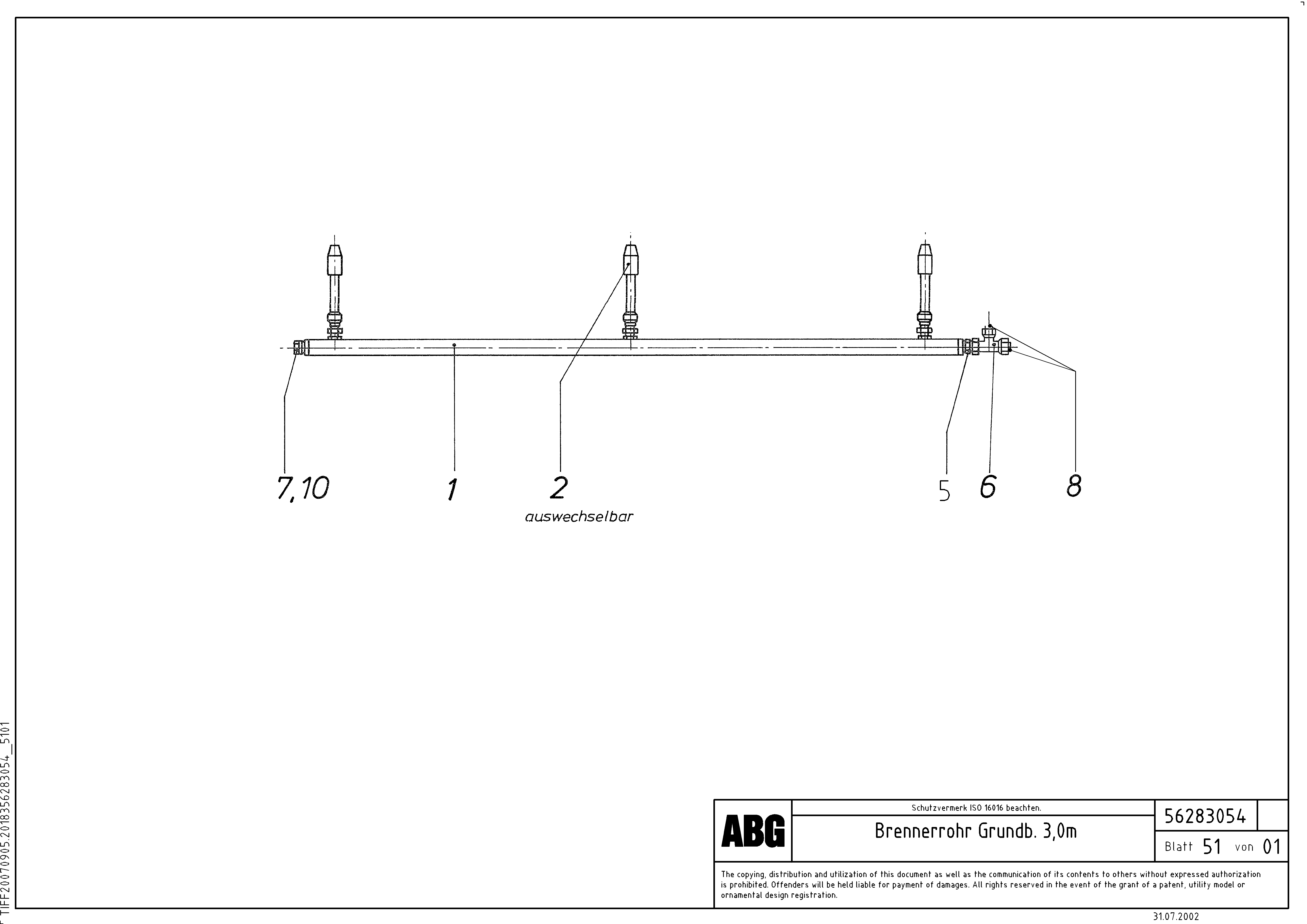 Схема запчастей Volvo ABG9820 - 68804 Gas burner VDT 120 ATT. SCREEDS 3,0 -13,0M ABG9820