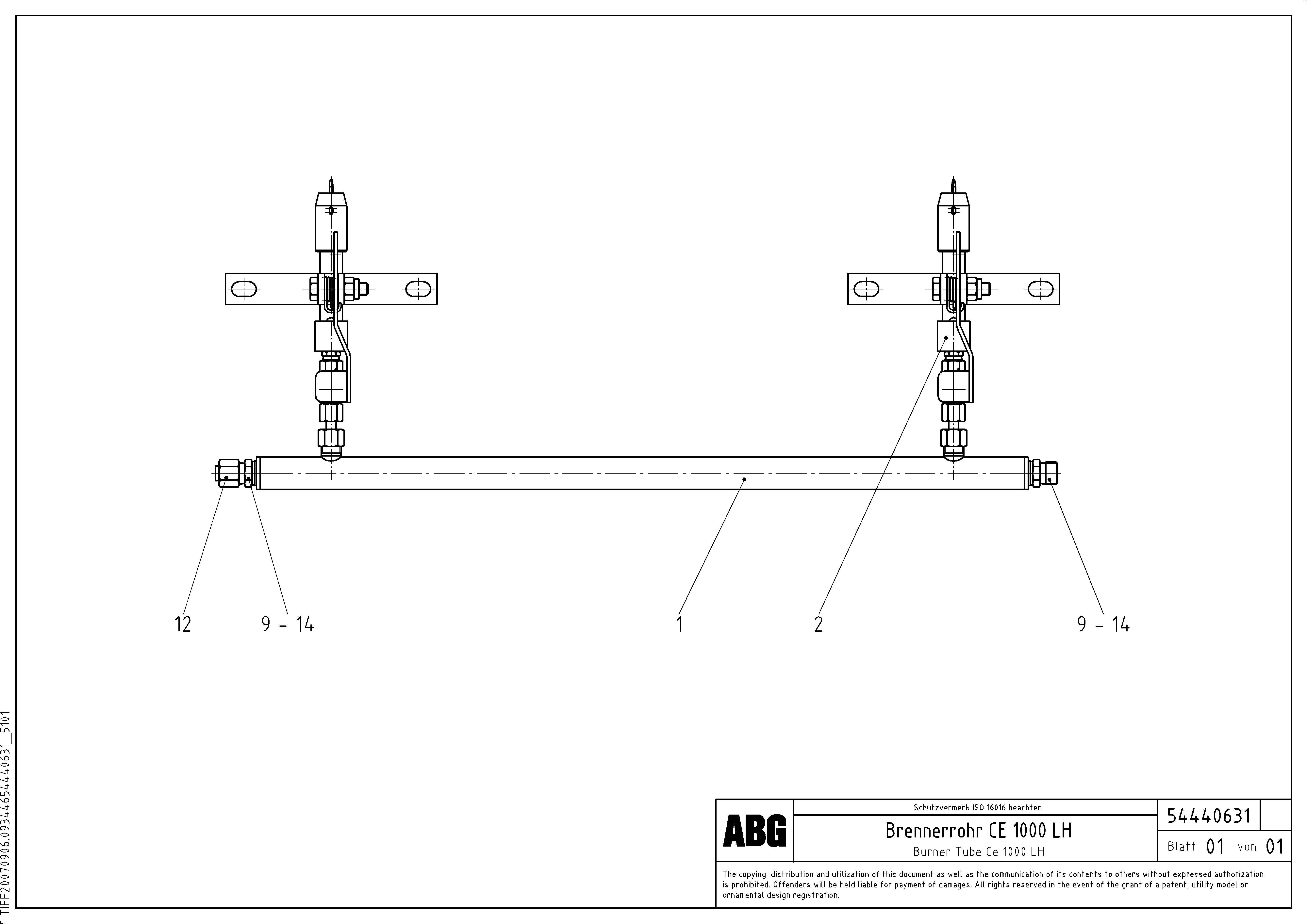 Схема запчастей Volvo ABG9820 - 69053 Burner tube VDT 120 ATT. SCREEDS 3,0 -13,0M ABG9820