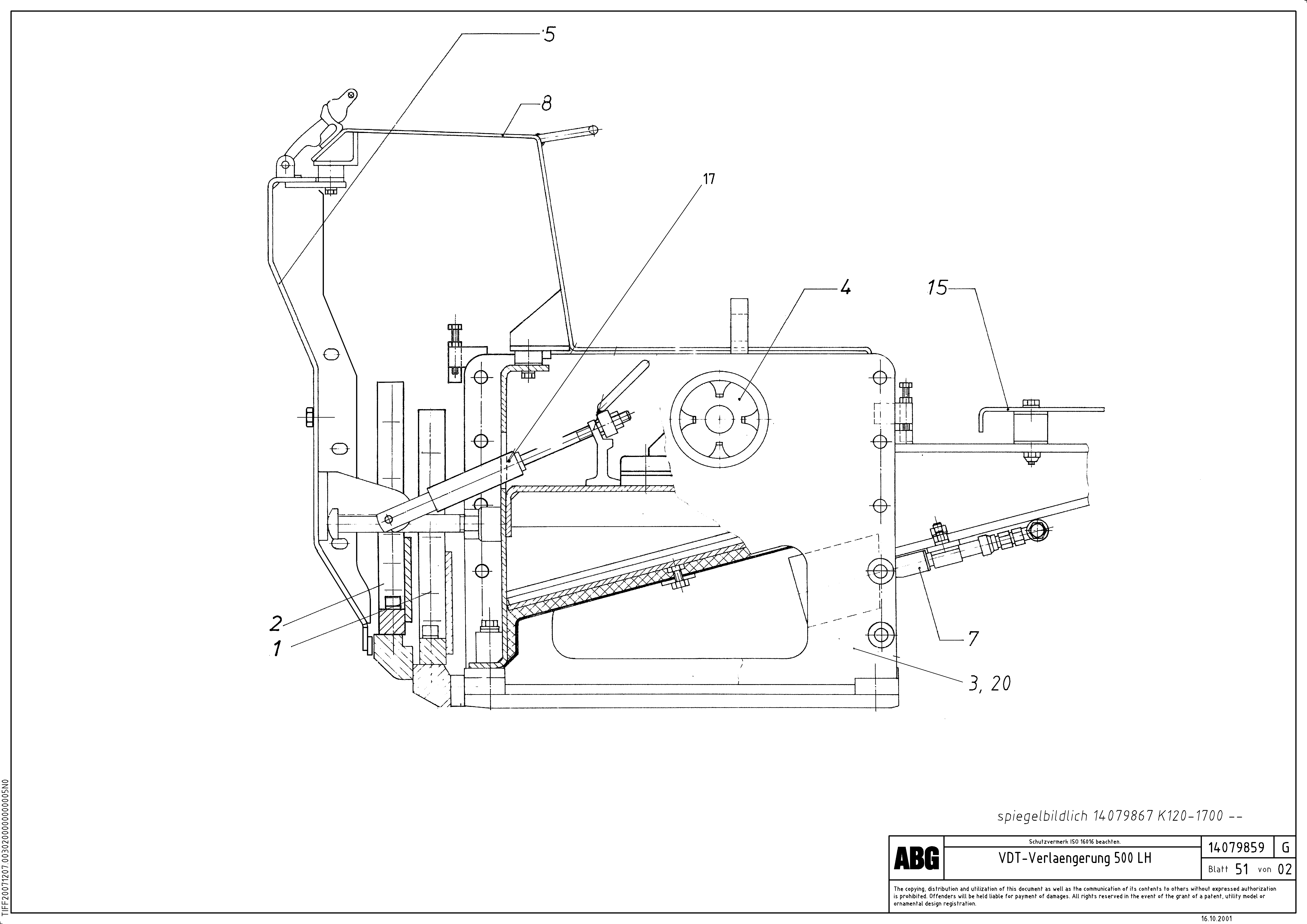 Схема запчастей Volvo ABG9820 - 71657 Extension VDT 120 VARIO ATT. SCREEDS 5,0 -12,5M ABG9820