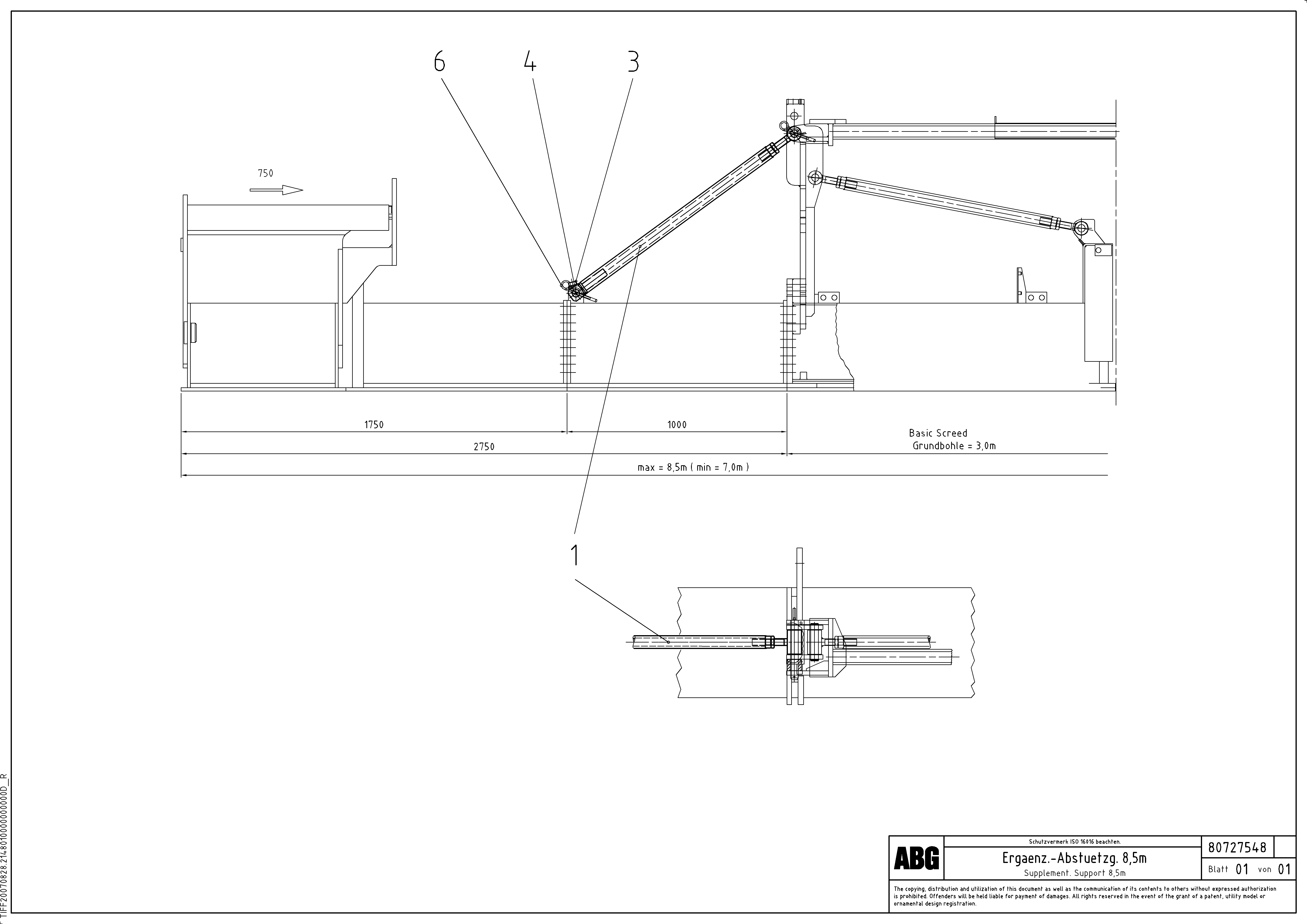 Схема запчастей Volvo ABG9820 - 70248 Support tube for extendable screed VDT 120 VARIO ATT. SCREEDS 5,0 -12,5M ABG9820