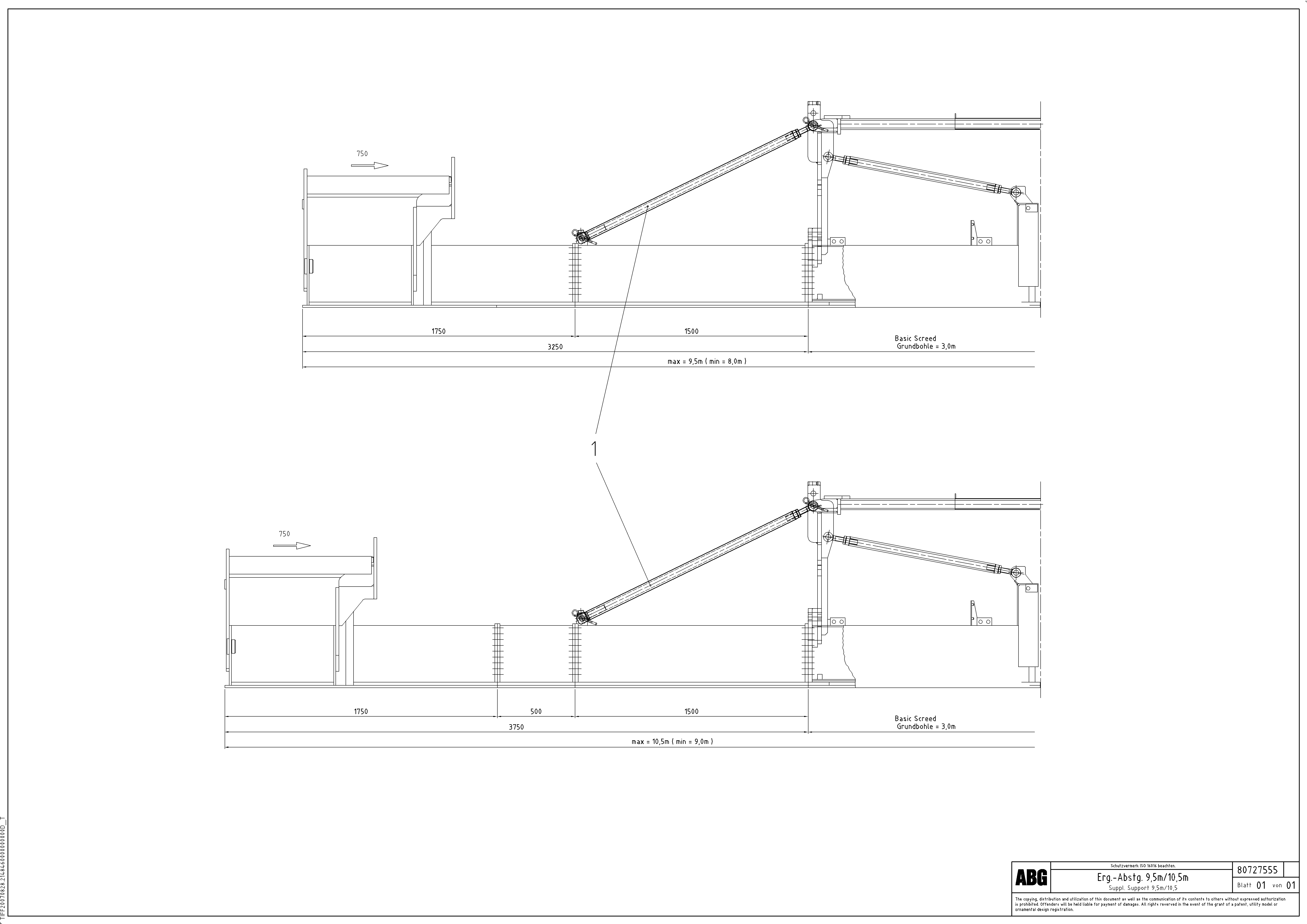 Схема запчастей Volvo ABG9820 - 75306 Support tube for extendable screed VDT 120 VARIO ATT. SCREEDS 5,0 -12,5M ABG9820