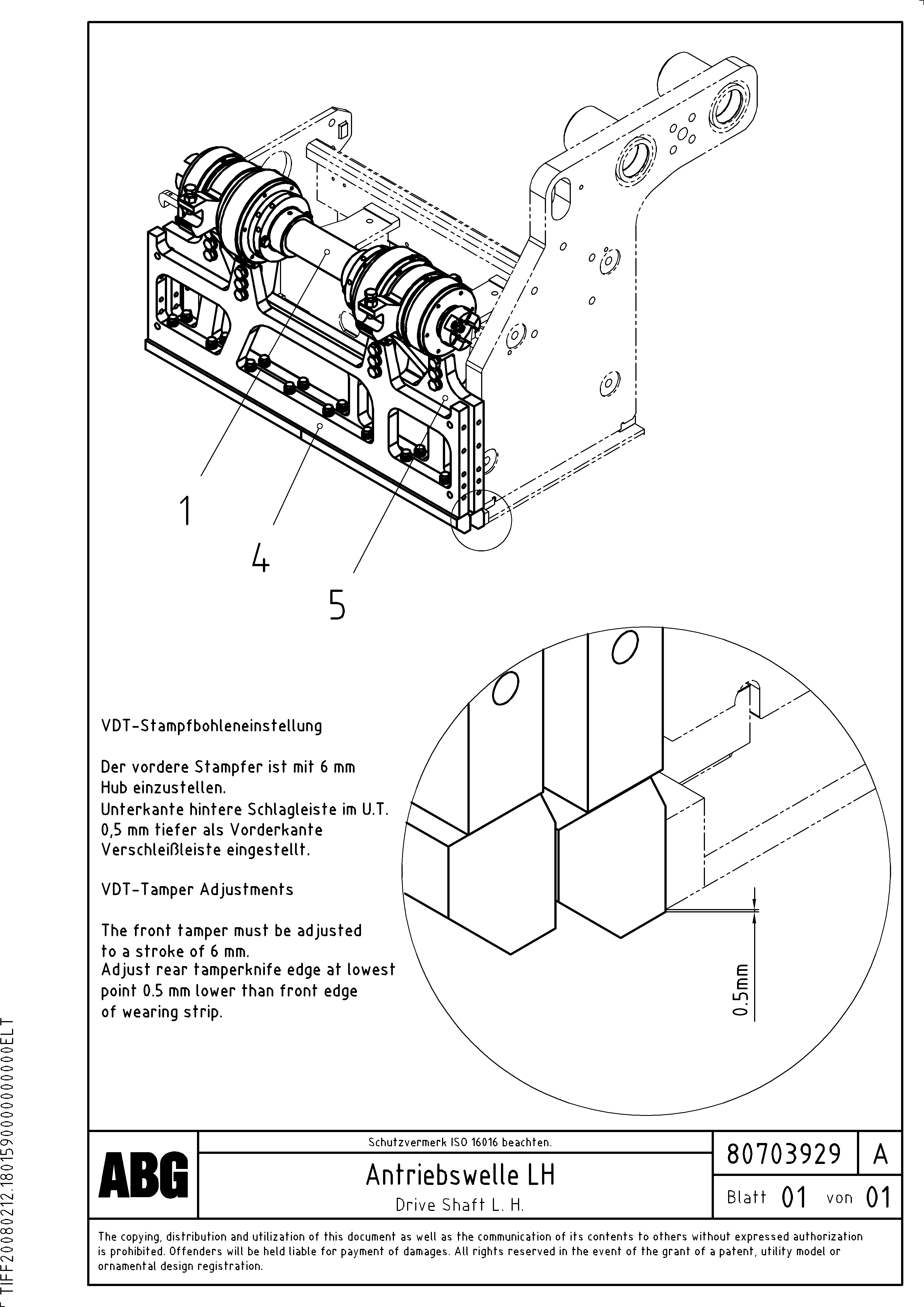 Схема запчастей Volvo ABG9820 - 71769 Tamper drive shaft assembly for extension VDT 120 VARIO ATT. SCREEDS 5,0 -12,5M ABG9820