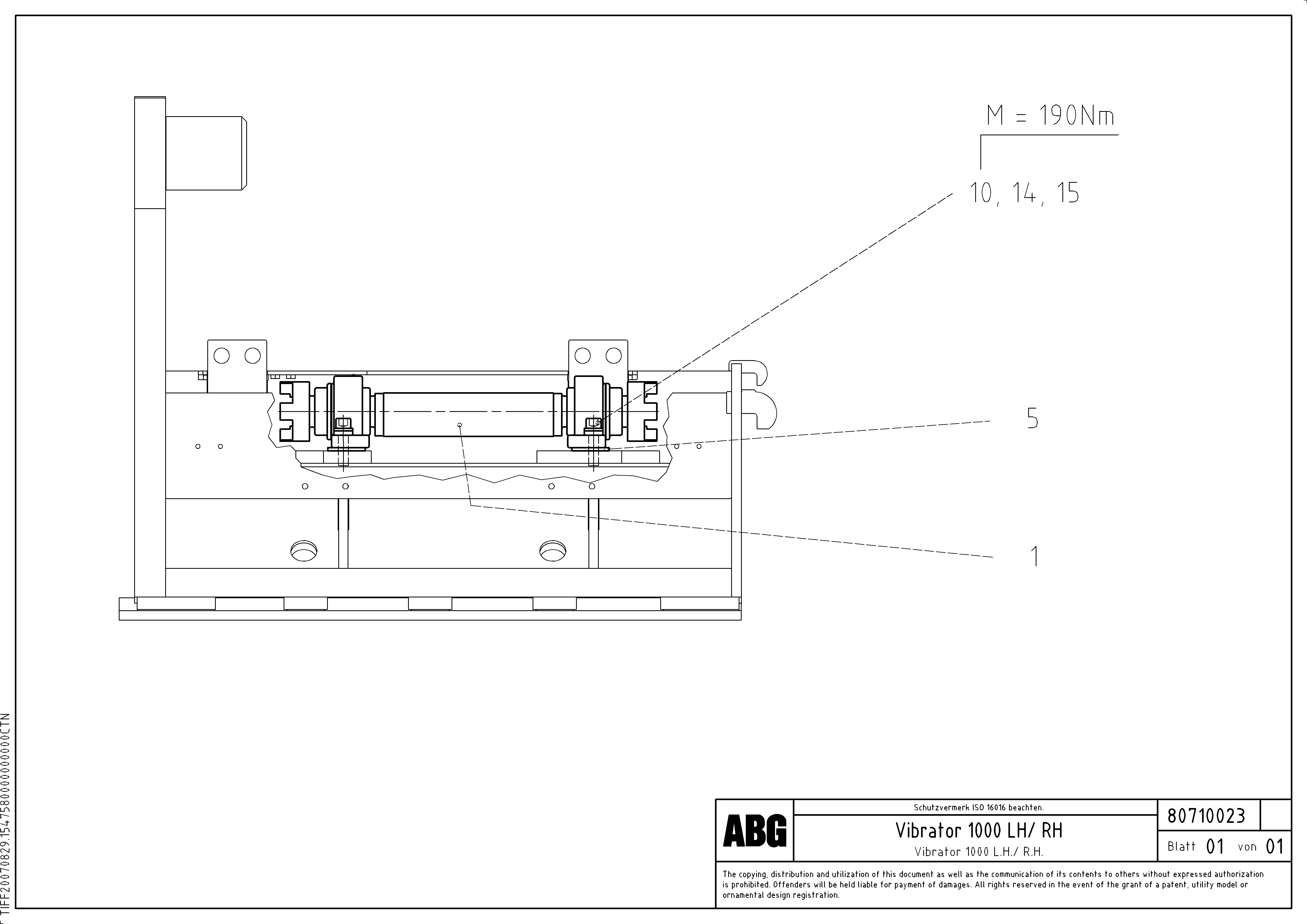 Схема запчастей Volvo ABG9820 - 71781 Vibrator for extension VDT 120 VARIO ATT. SCREEDS 5,0 -12,5M ABG9820