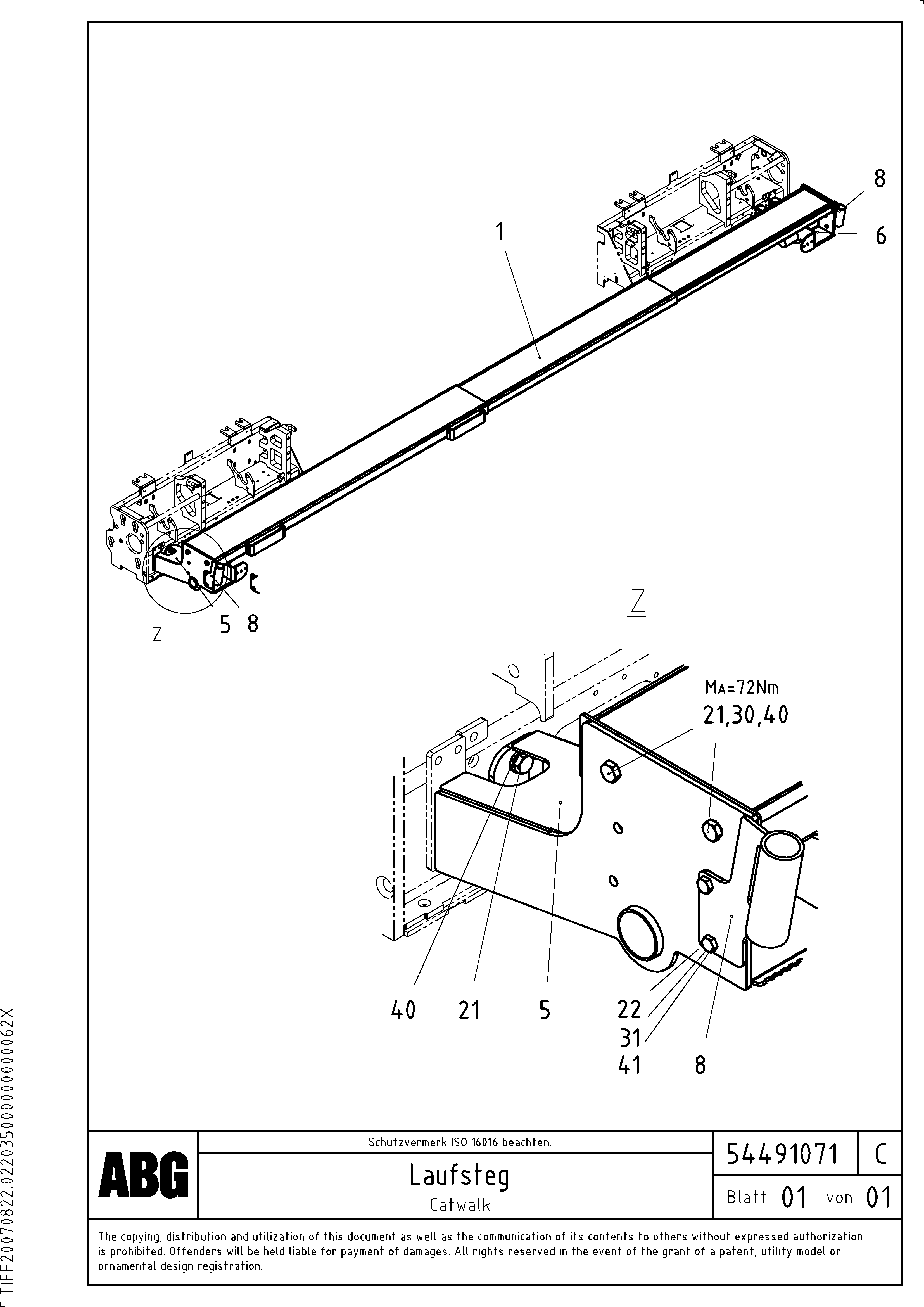Схема запчастей Volvo ABG9820 - 54235 Catwalk VB 89 ETC ATT. SCREEDS 3,0 - 9,0M ABG9820