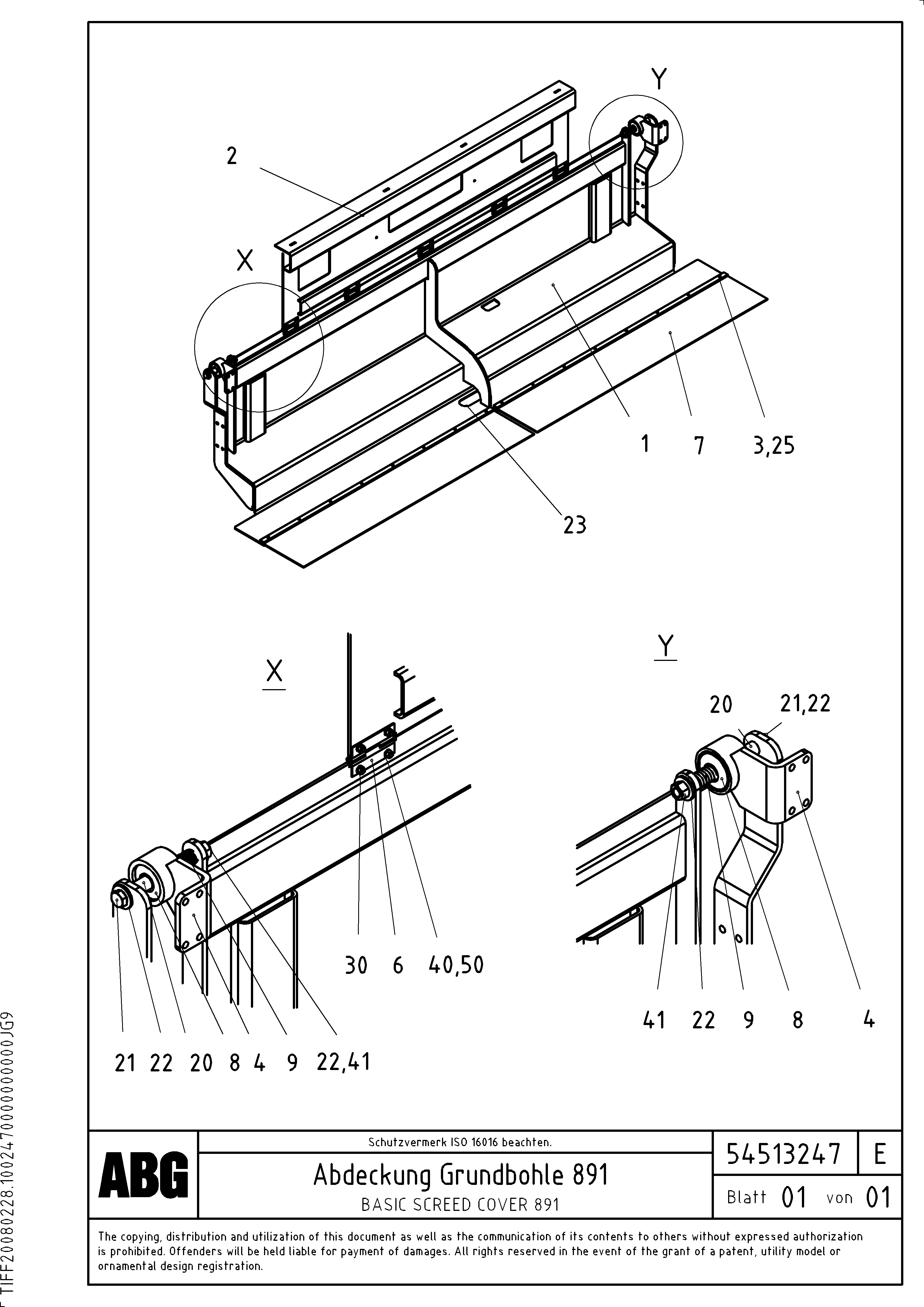 Схема запчастей Volvo ABG9820 - 54243 Cover basic screed VB 89 ETC ATT. SCREEDS 3,0 - 9,0M ABG9820
