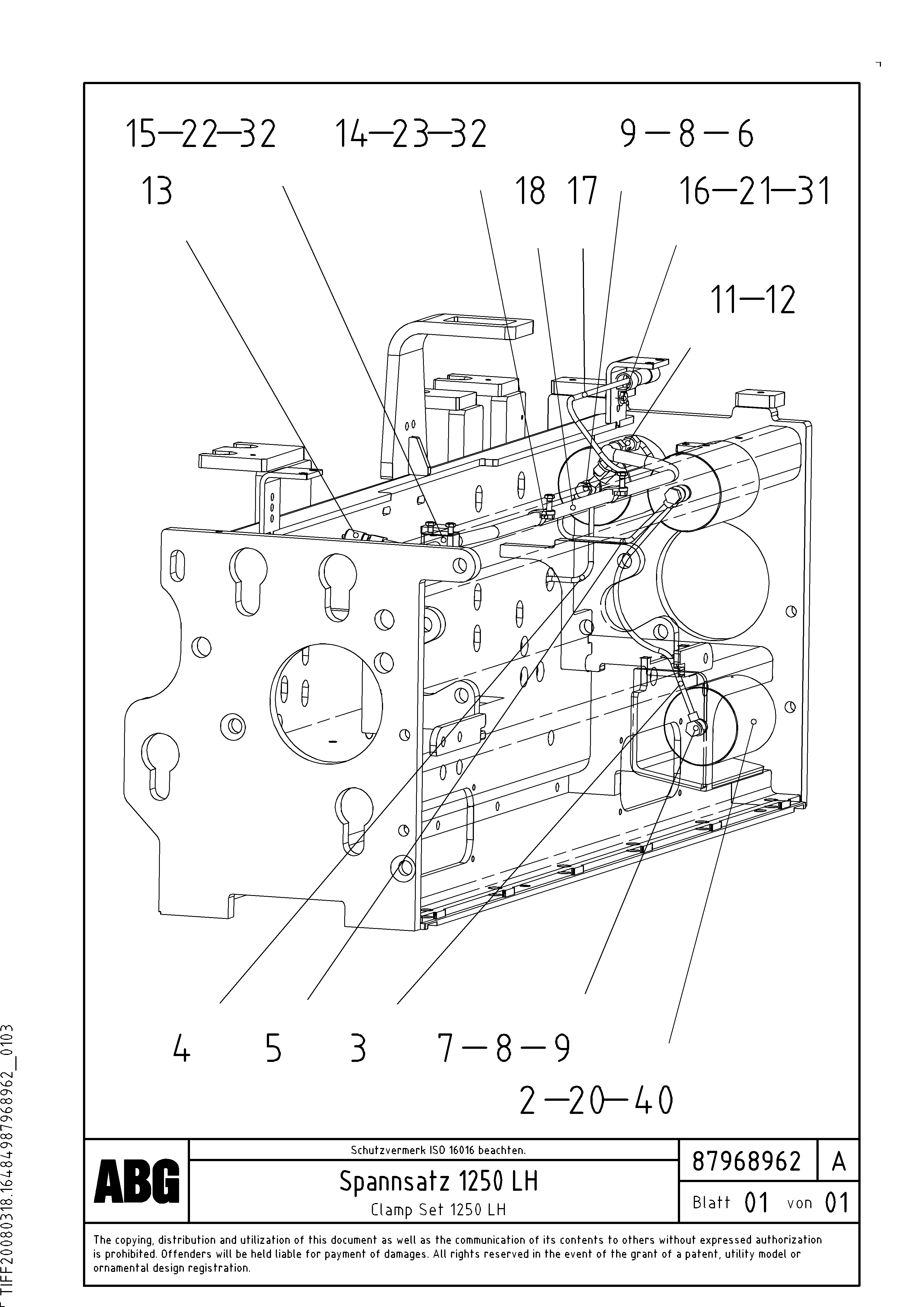 Схема запчастей Volvo ABG9820 - 64544 Clamp set for extension VB 89 ETC ATT. SCREEDS 3,0 - 9,0M ABG9820