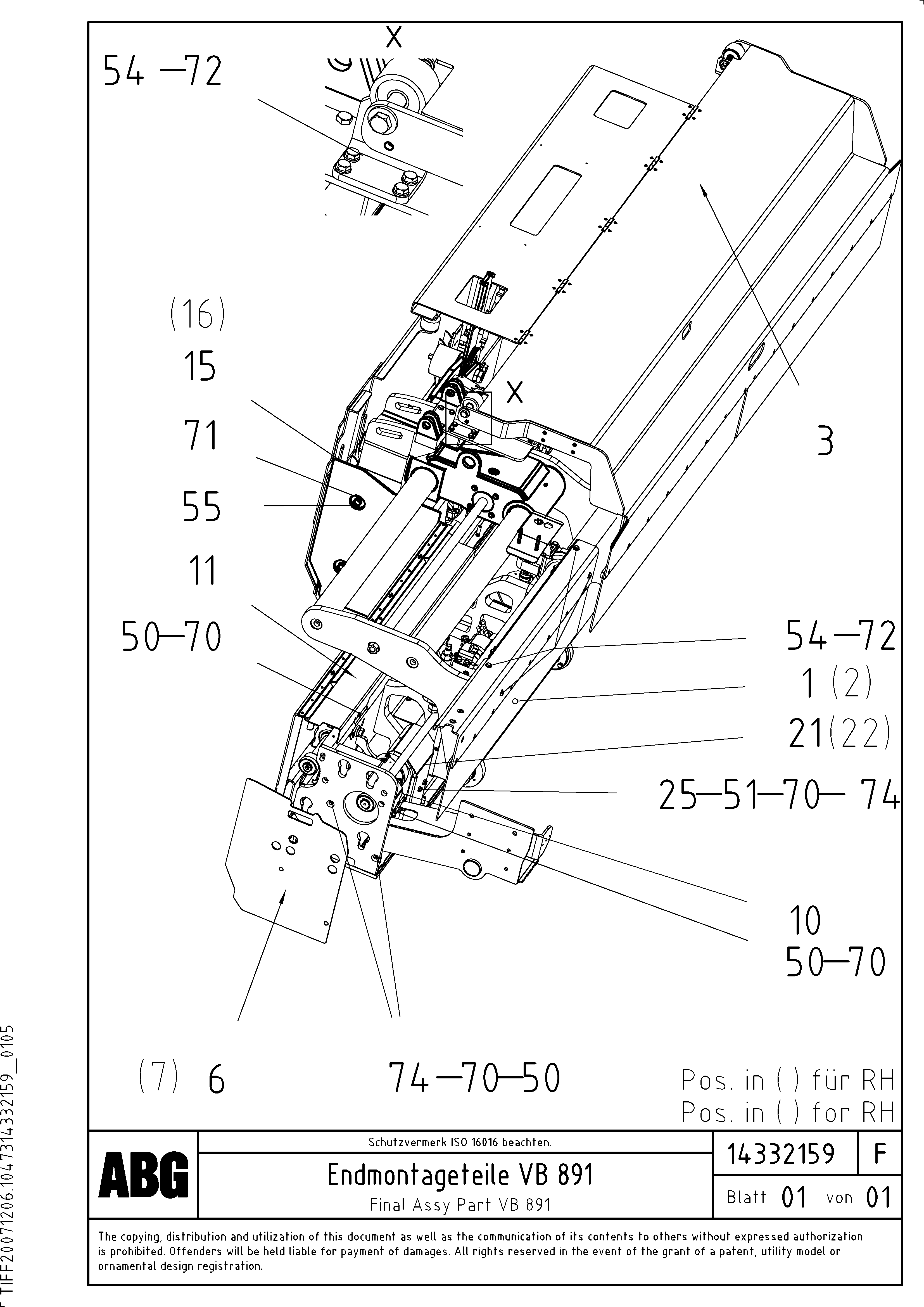 Схема запчастей Volvo ABG9820 - 64553 Final assembly on basic and extendable screeds VB 89 ETC ATT. SCREEDS 3,0 - 9,0M ABG9820