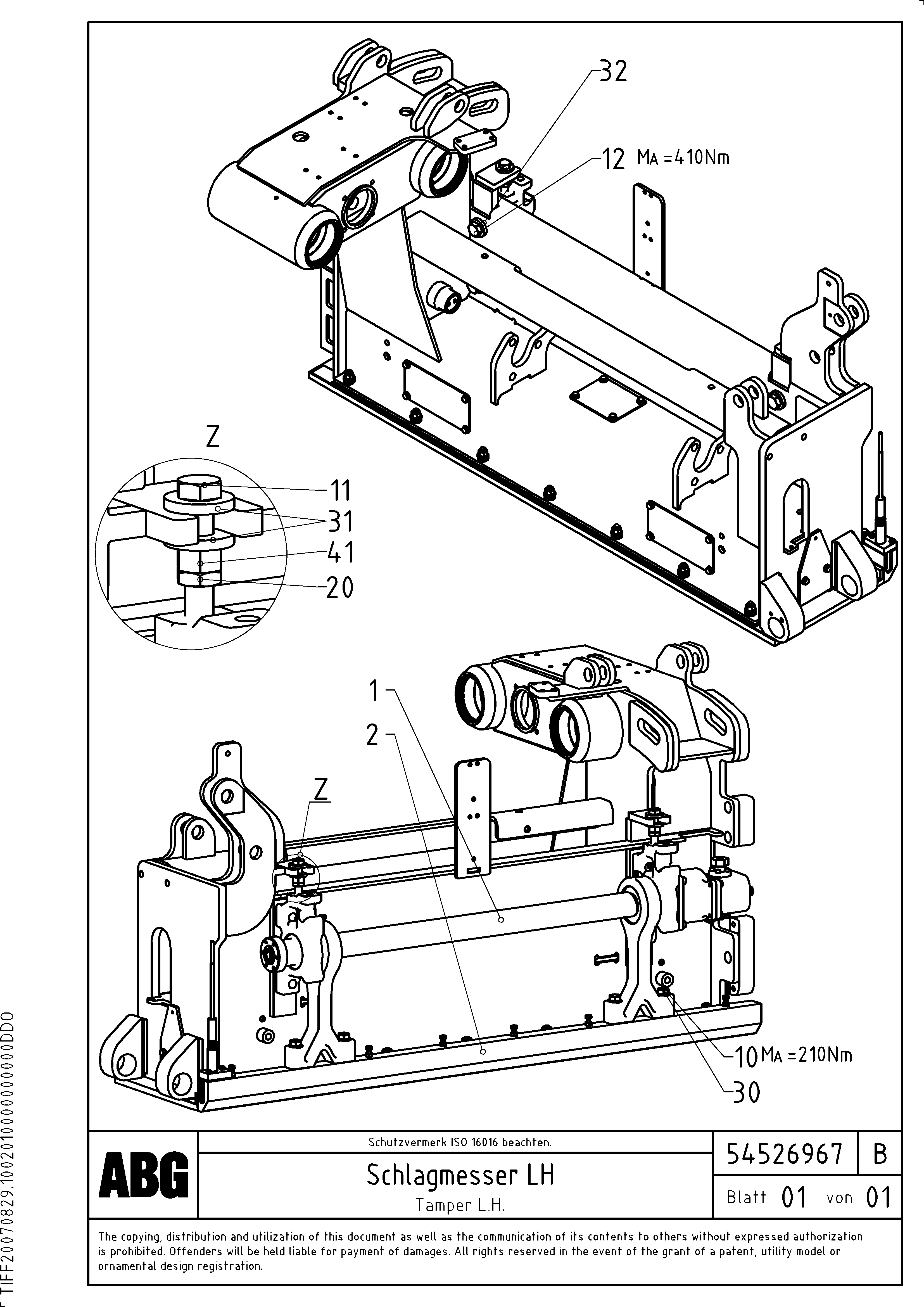 Схема запчастей Volvo ABG9820 - 63715 Tamper for basic screed VB 89 ETC ATT. SCREEDS 3,0 - 9,0M ABG9820