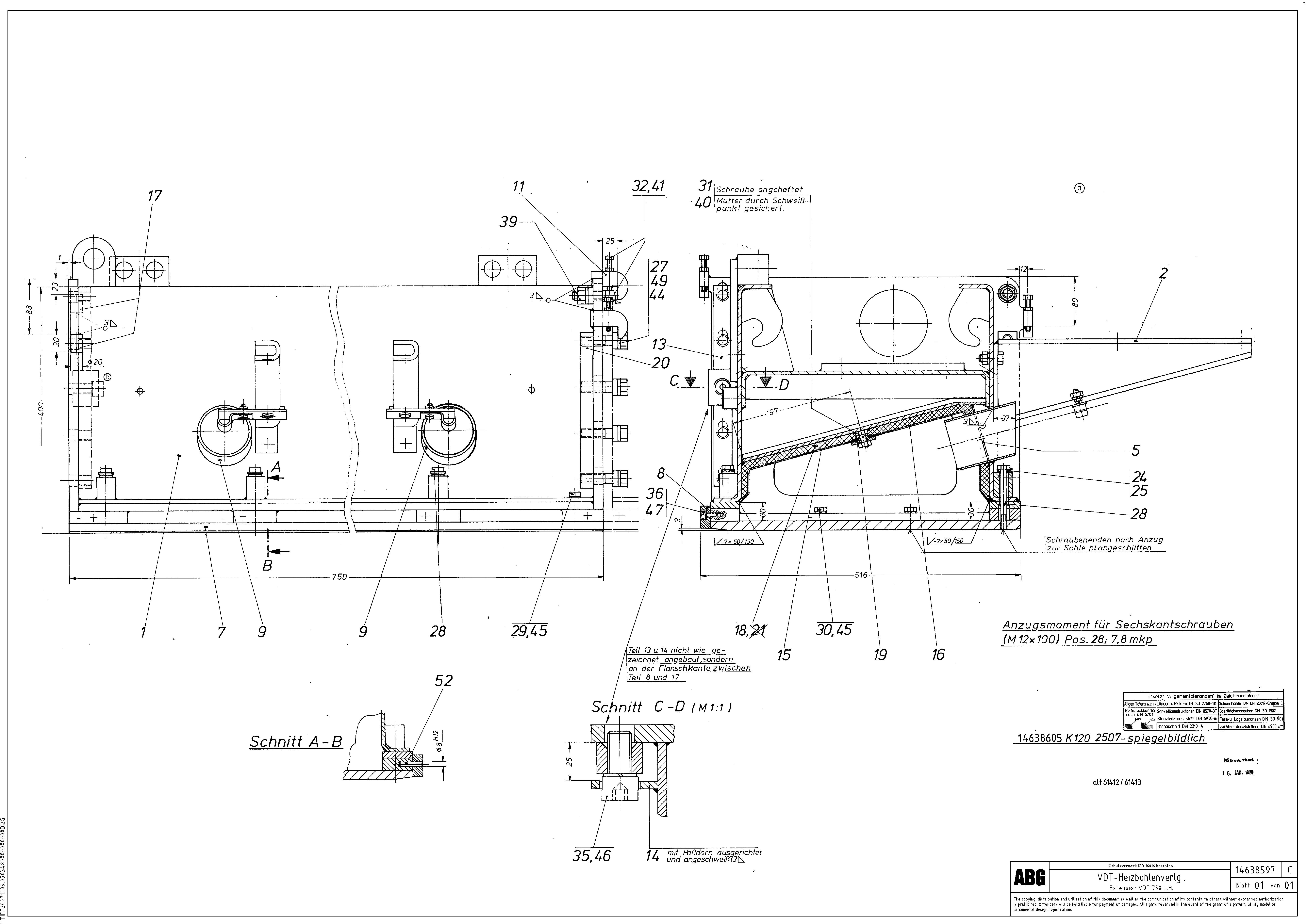 Схема запчастей Volvo ABG9820 - 65120 Extension MB 120 ATT. SCREEDS 3,0 -16,0M ABG9820