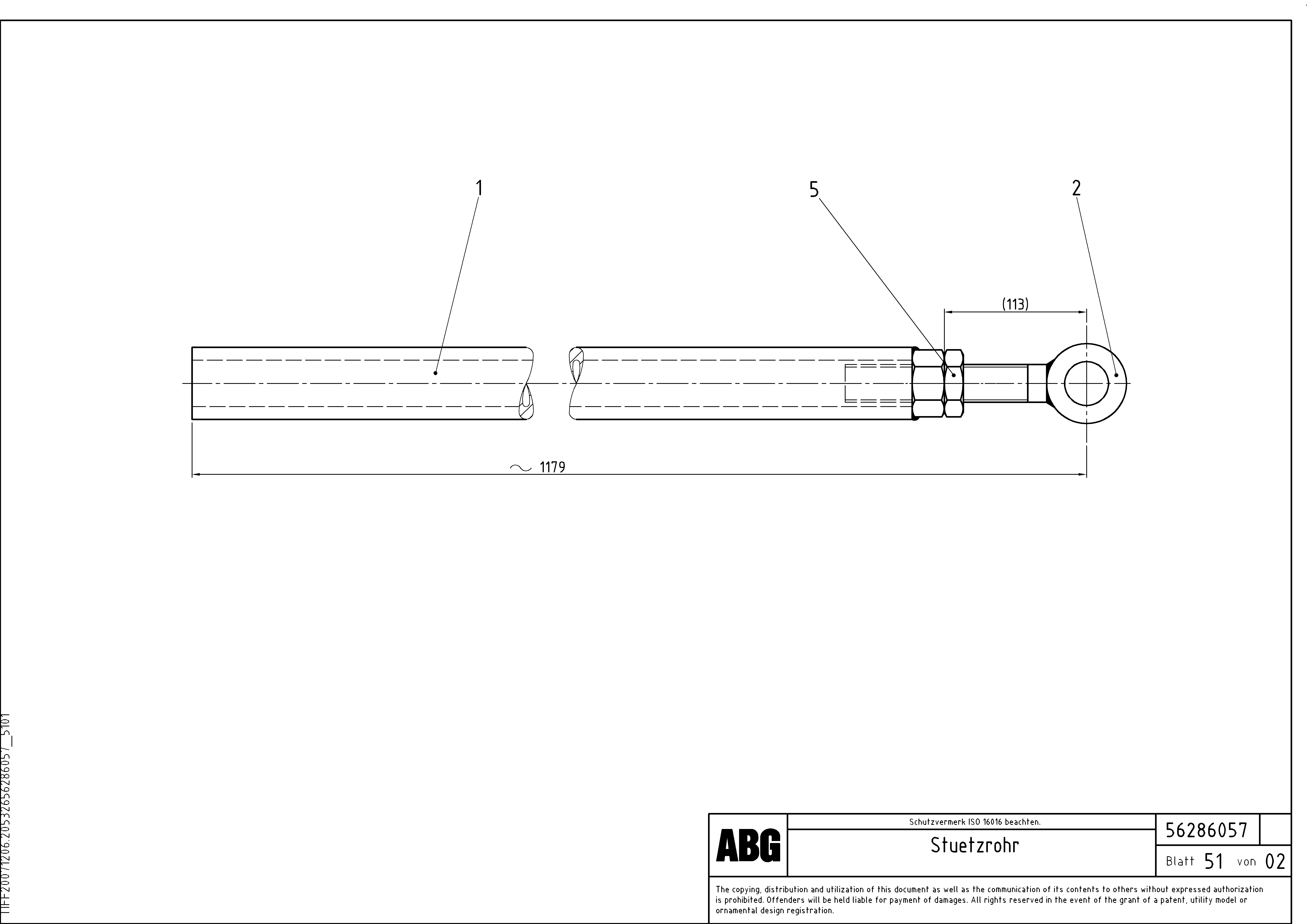 Схема запчастей Volvo ABG9820 - 67074 Support tube for extendable screed MB 120 ATT. SCREEDS 3,0 -16,0M ABG9820