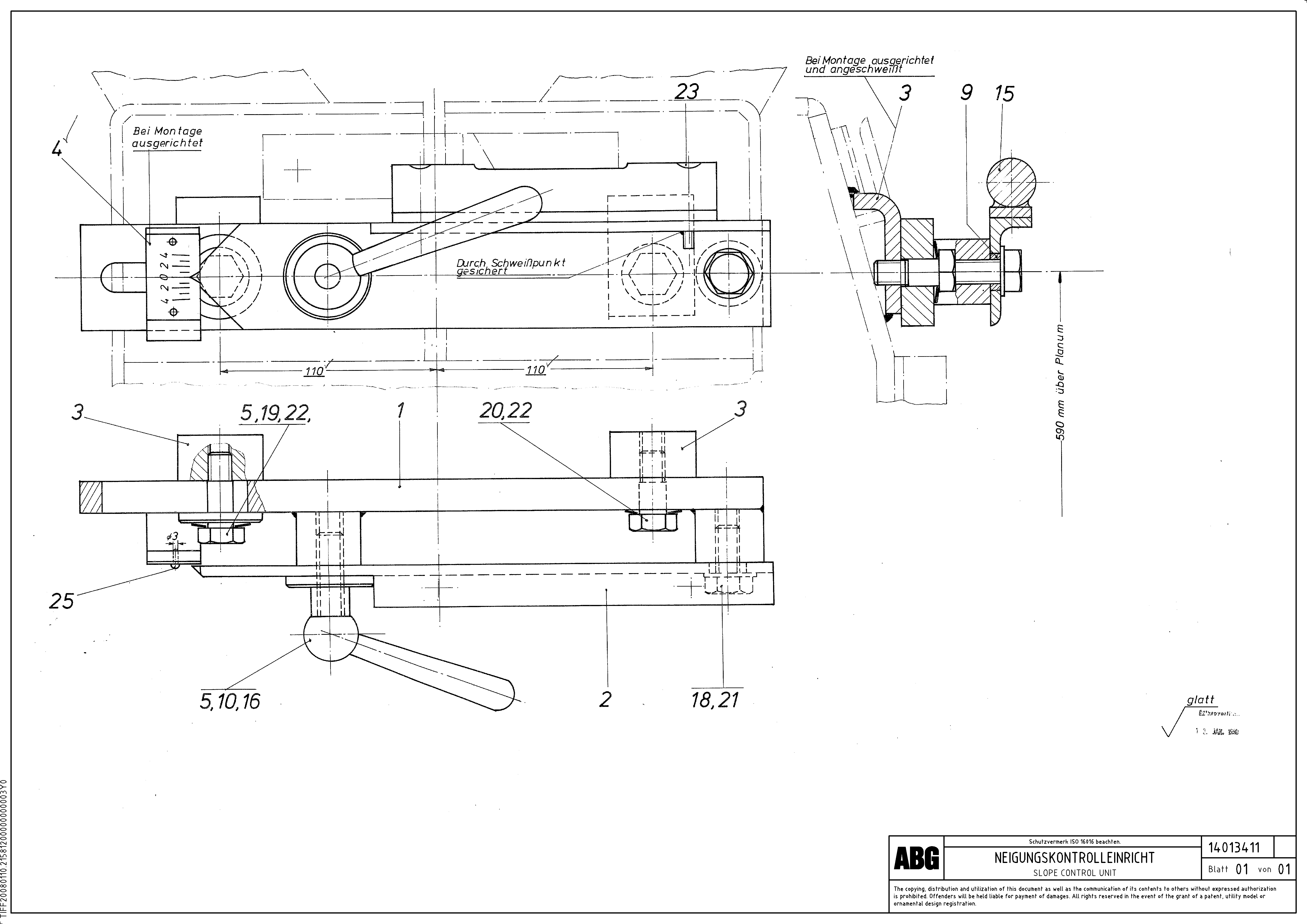 Схема запчастей Volvo ABG9820 - 67076 Slope Control MB 120 ATT. SCREEDS 3,0 -16,0M ABG9820