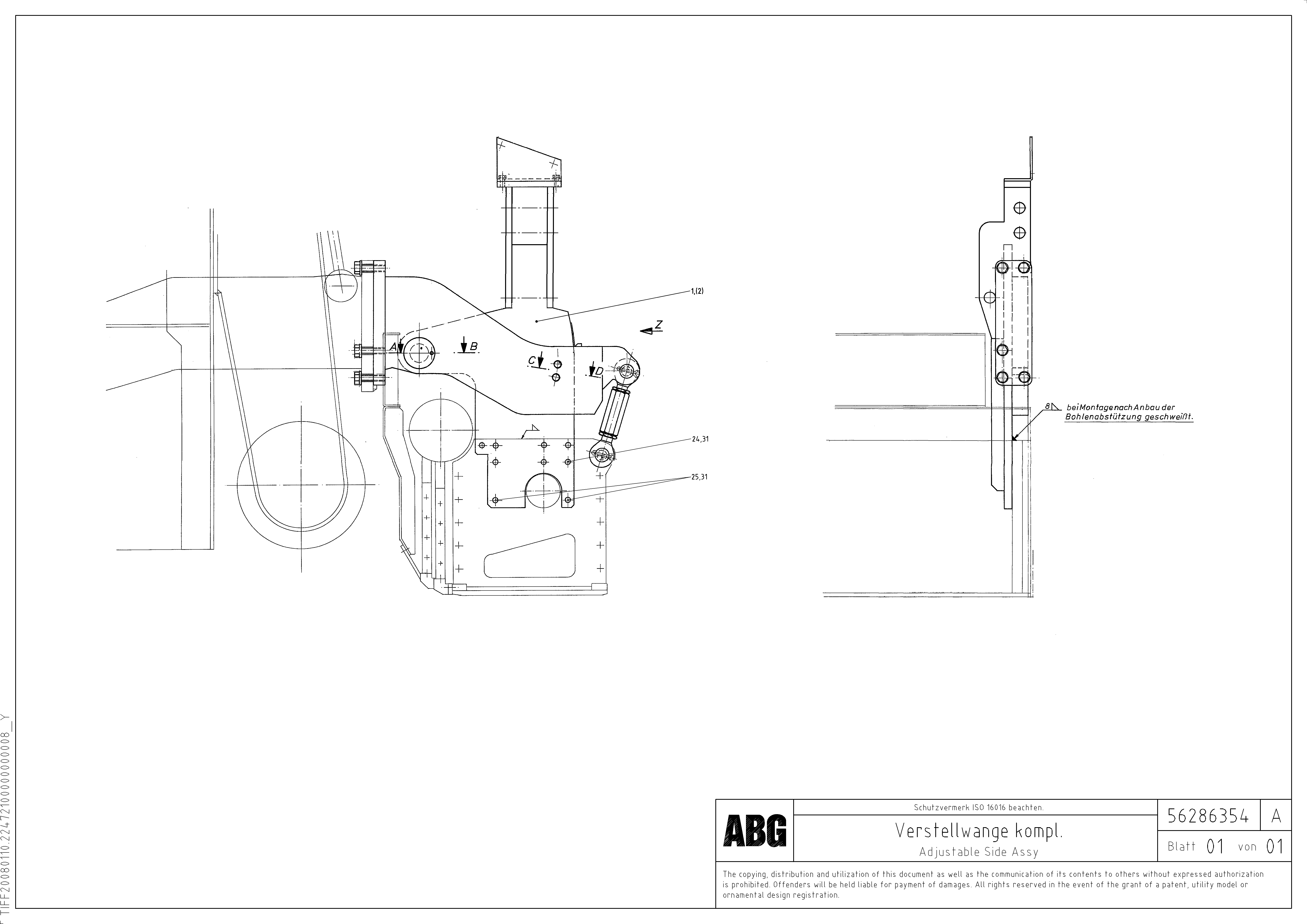 Схема запчастей Volvo ABG9820 - 67077 Adjustable side plate mounting kit MB 120 ATT. SCREEDS 3,0 -16,0M ABG9820
