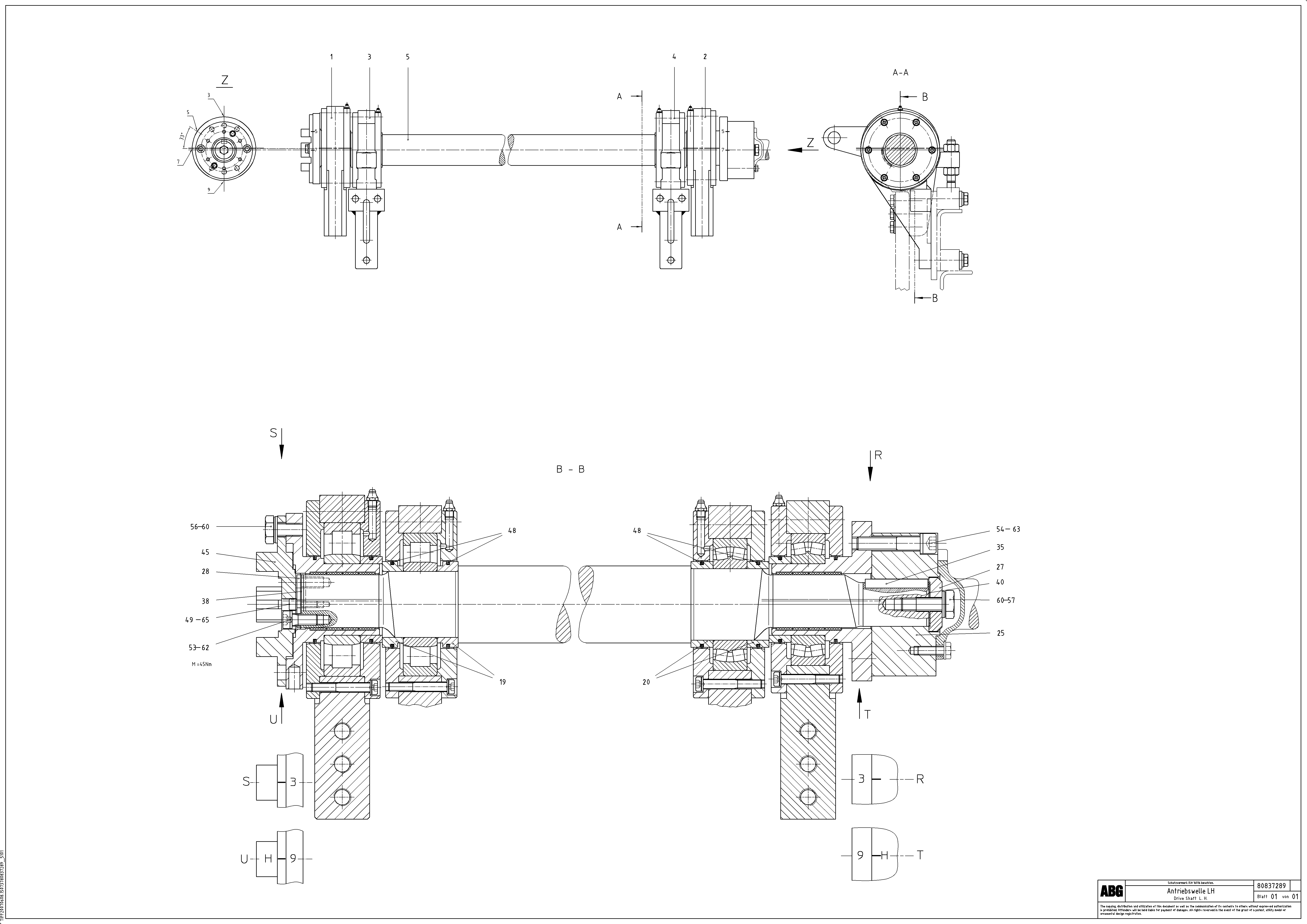 Схема запчастей Volvo ABG9820 - 62422 Tamper drive shaft for tamper/basic screed MB 120 ATT. SCREEDS 3,0 -16,0M ABG9820