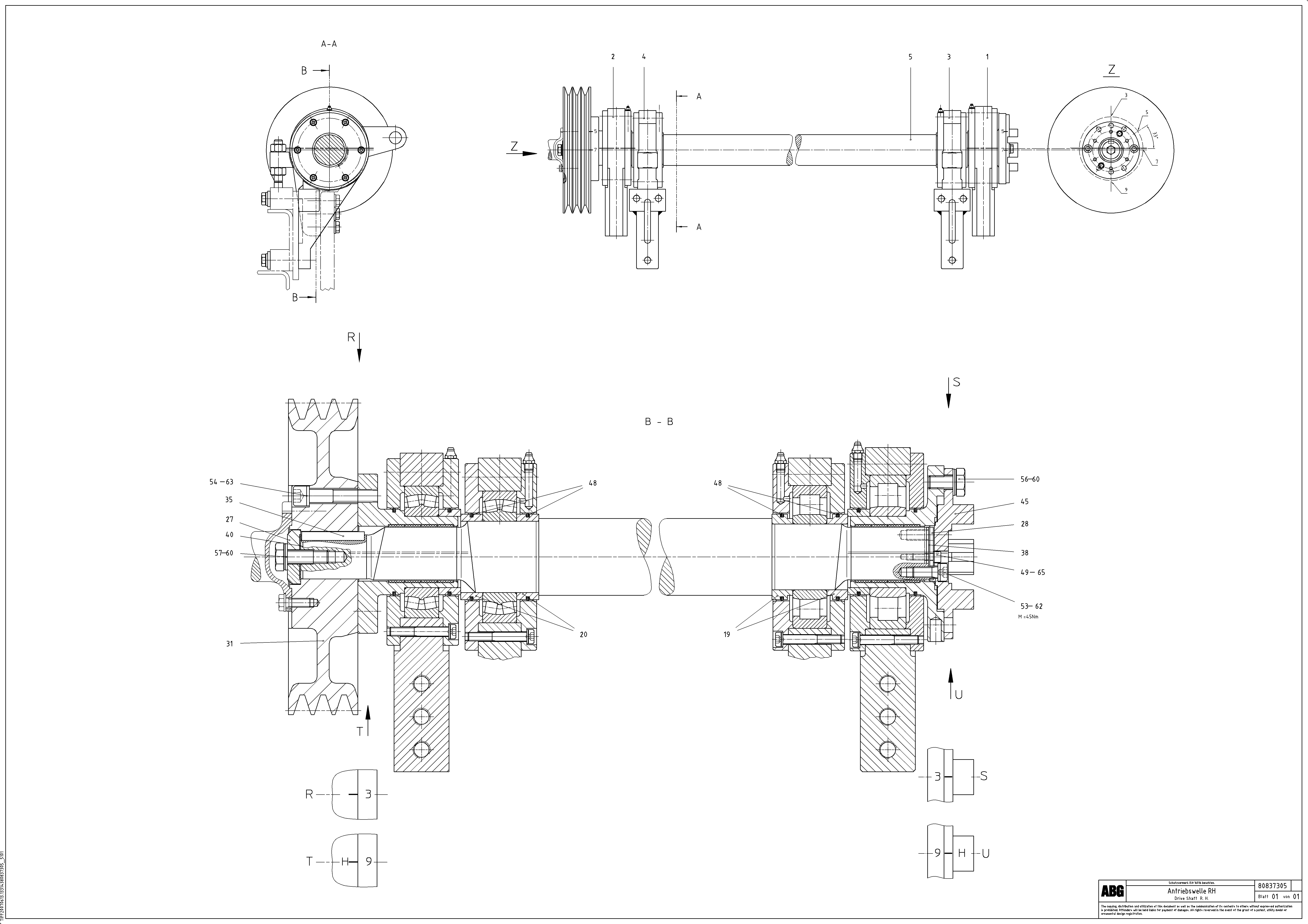 Схема запчастей Volvo ABG9820 - 62426 Tamper drive shaft for tamper/basic screed MB 120 ATT. SCREEDS 3,0 -16,0M ABG9820