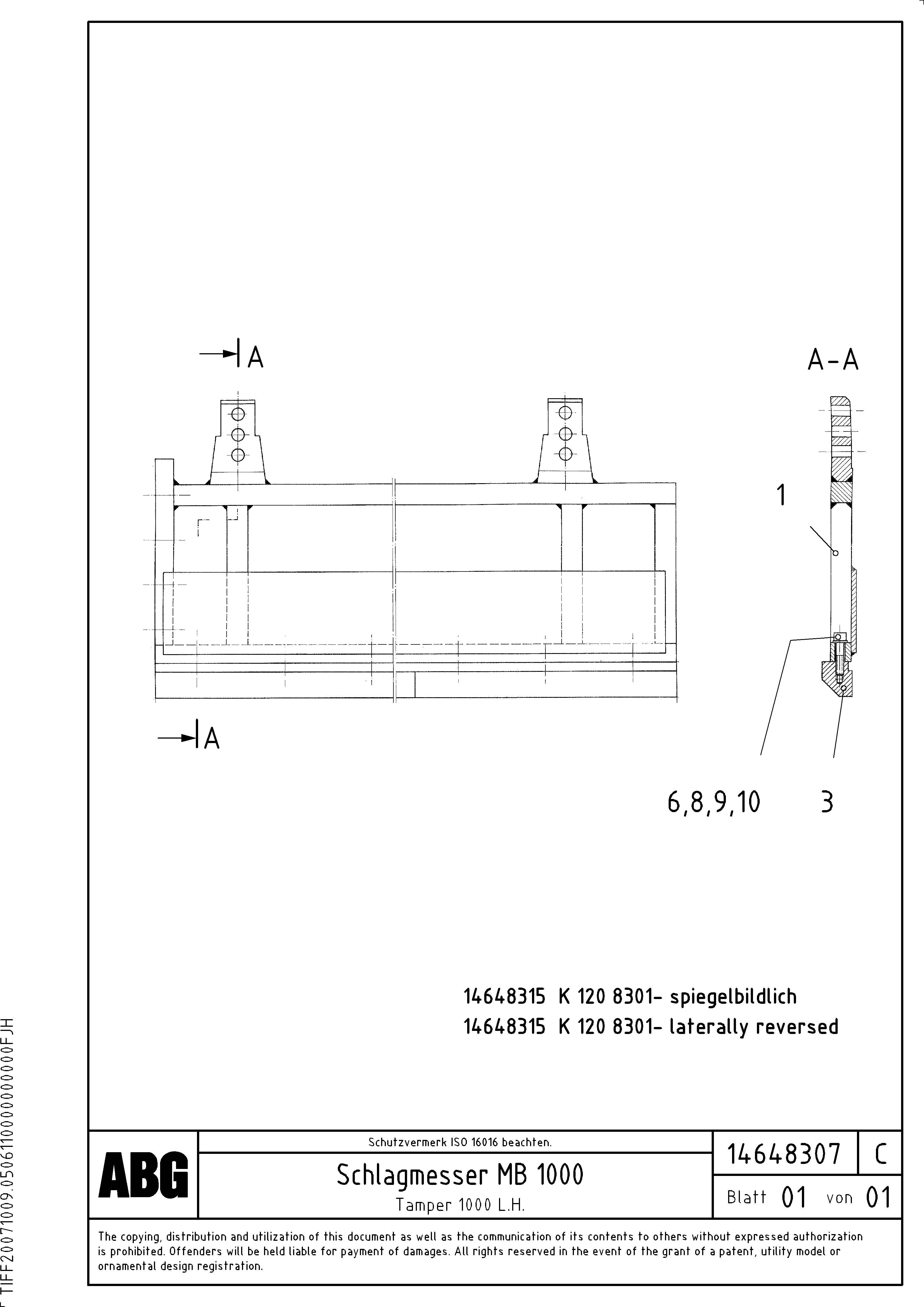Схема запчастей Volvo ABG9820 - 62430 Tamper plate for extension MB 120 ATT. SCREEDS 3,0 -16,0M ABG9820